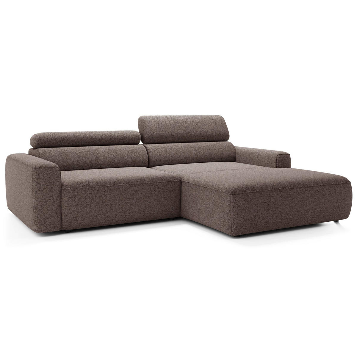 ECKSOFA Fando mit Schlaffunktion, L-Form, 4-Sitzer 252 cm, rechts Flechtstoff Hellbraun - Hellbraun/Schwarz, Holz/Kunststoff (182/252cm) - Selsey