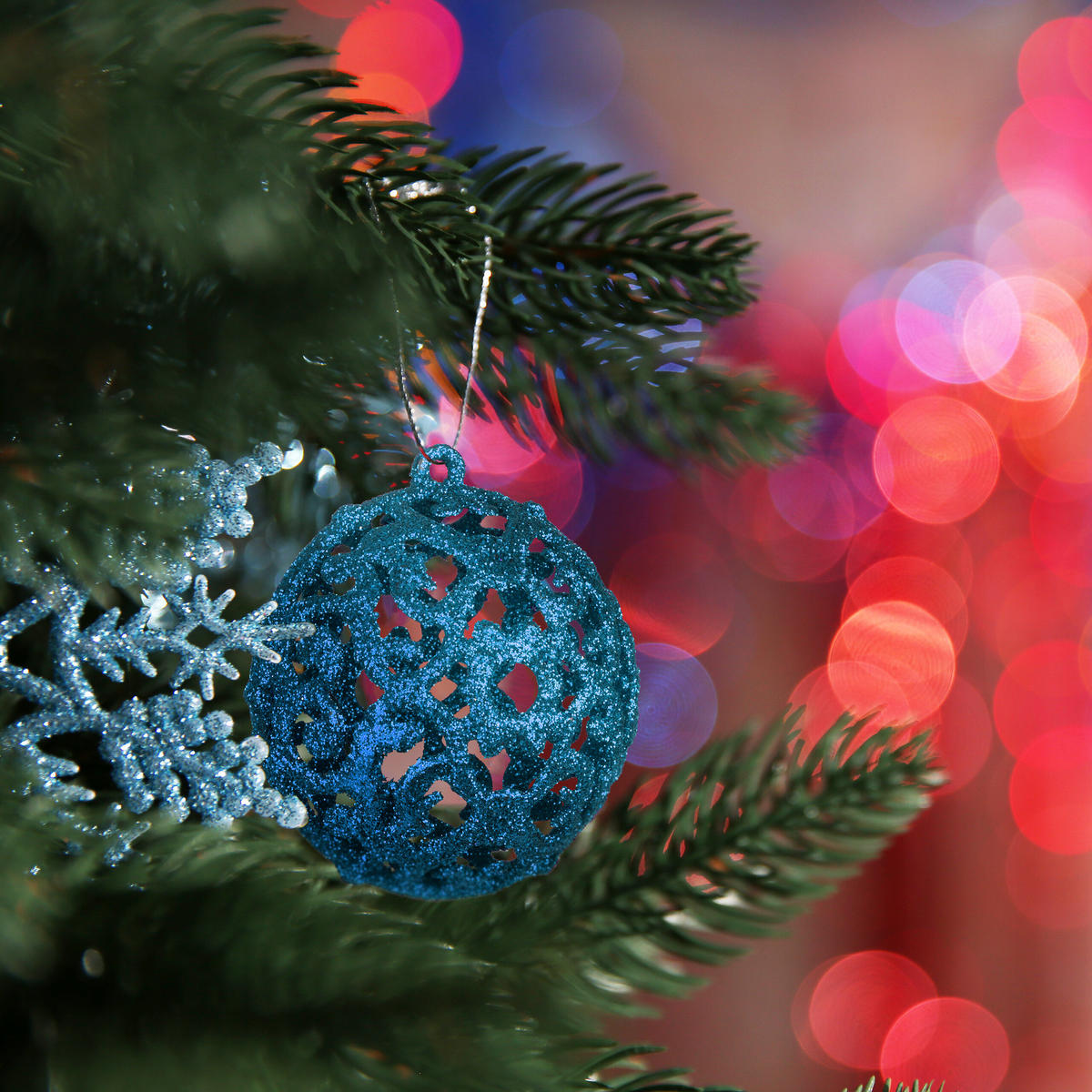 WEIHNACHTSKUGELN-SET 50-tlg. - Blau, Kunststoff (6/7/6cm) - Relaxdays