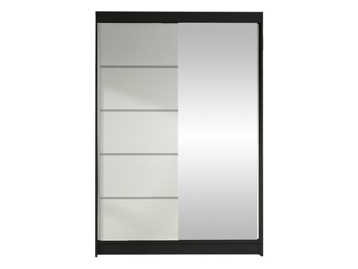 SCHWEBETÜRENSCHRANK Lino III - Schwarz/Weiß, Holzwerkstoff/Metall (120/200/58cm) - MIRJAN24