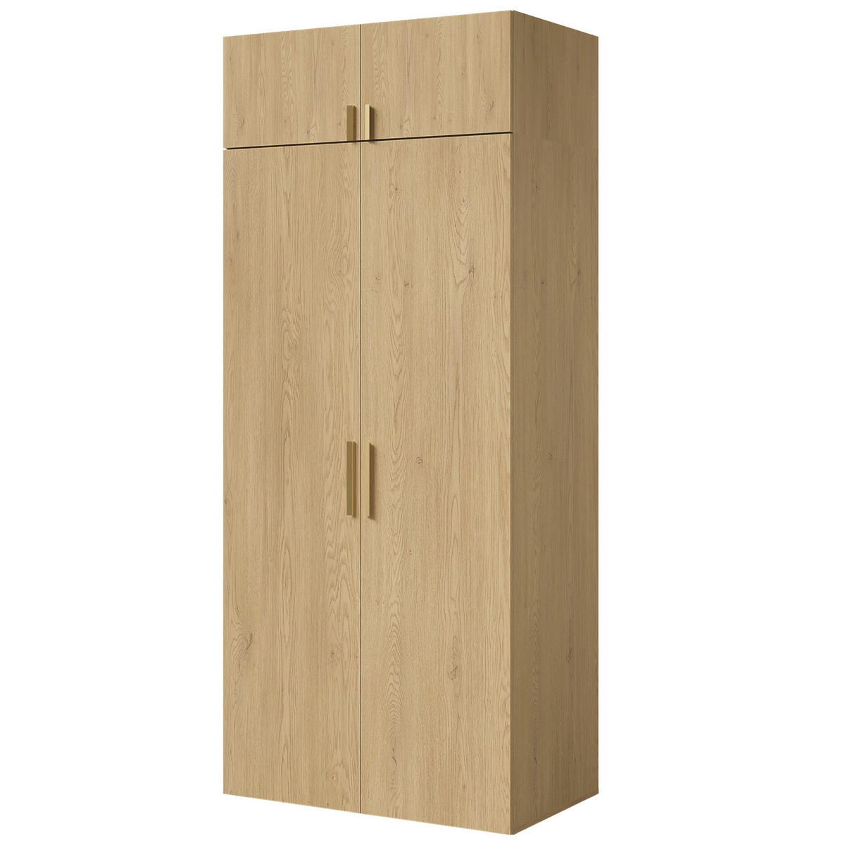 DREHTÜRENSCHRANK mit Aufsatz Napoli 2D 100 Eiche Cremona (schwarzer oder goldener Griff) - Eichefarben/Silberfarben, Holzwerkstoff/Kunststoff (100/35/60cm) - mzm24