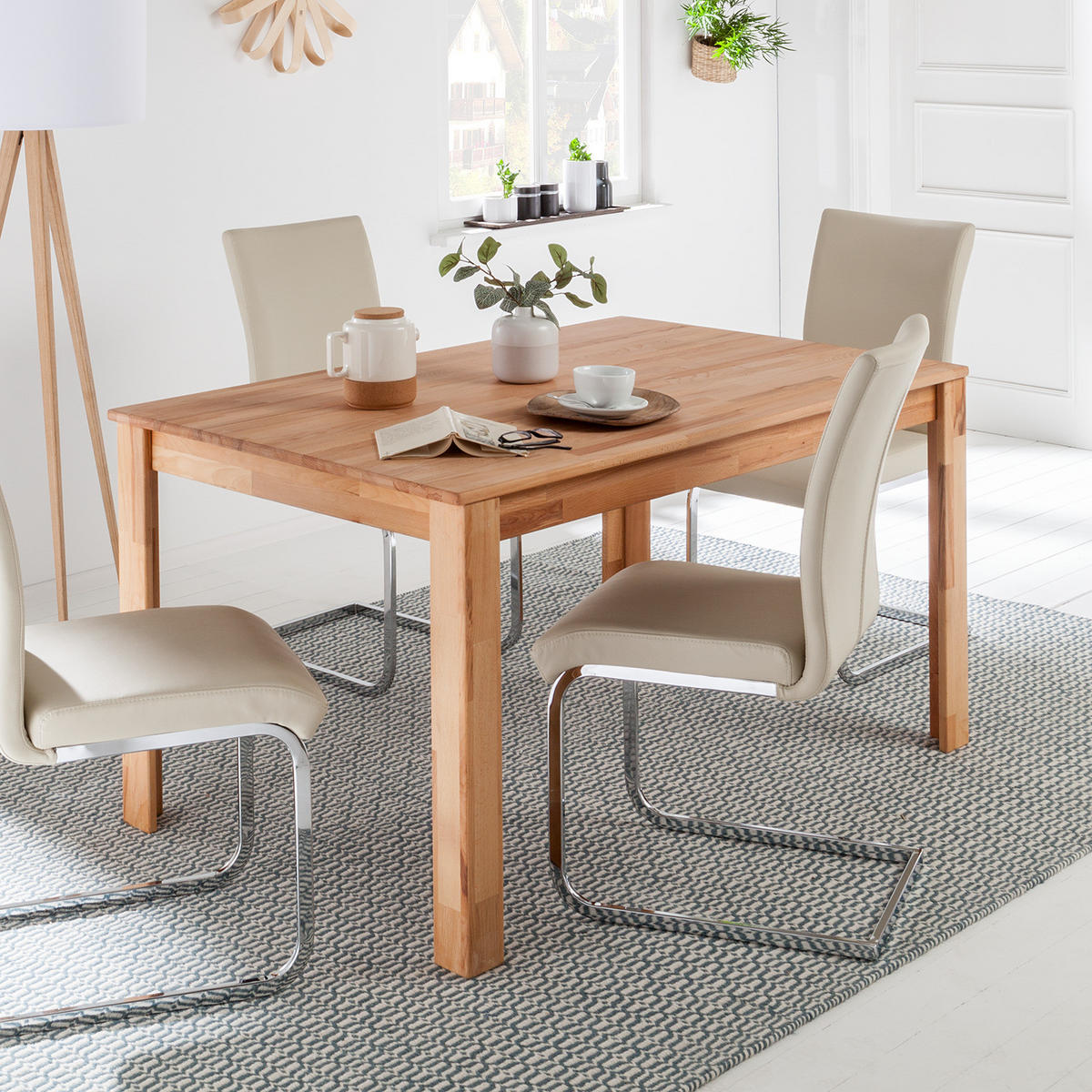 ESSTISCH mit Ausziehfunktion - Kernbuche massiv, geölt - Kernbuche, Holz (90/140/76cm) - home24