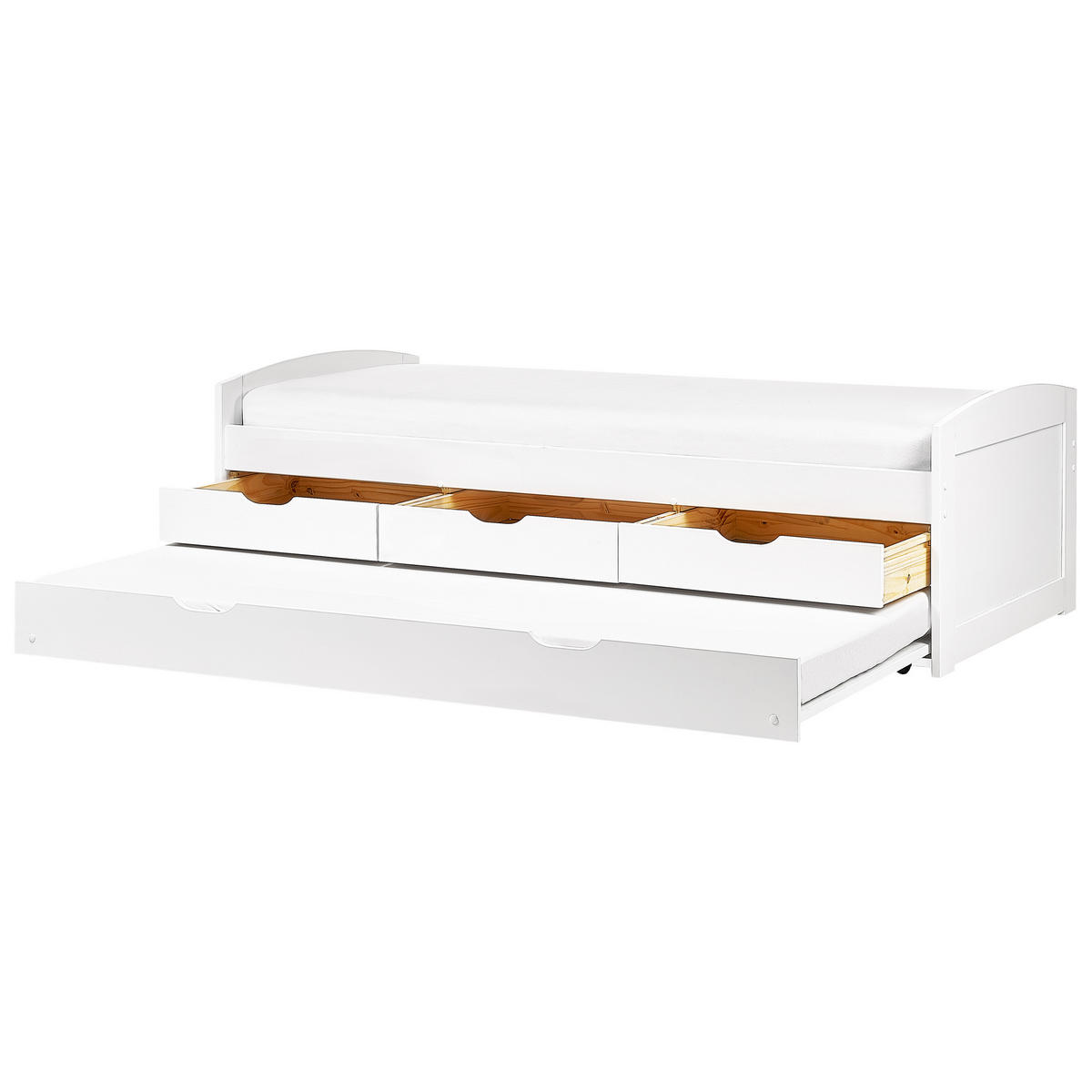 AUSZIEHBETT 90x200 cm Weiß Petiville - Weiß, Holz (90/200cm) - Beliani
