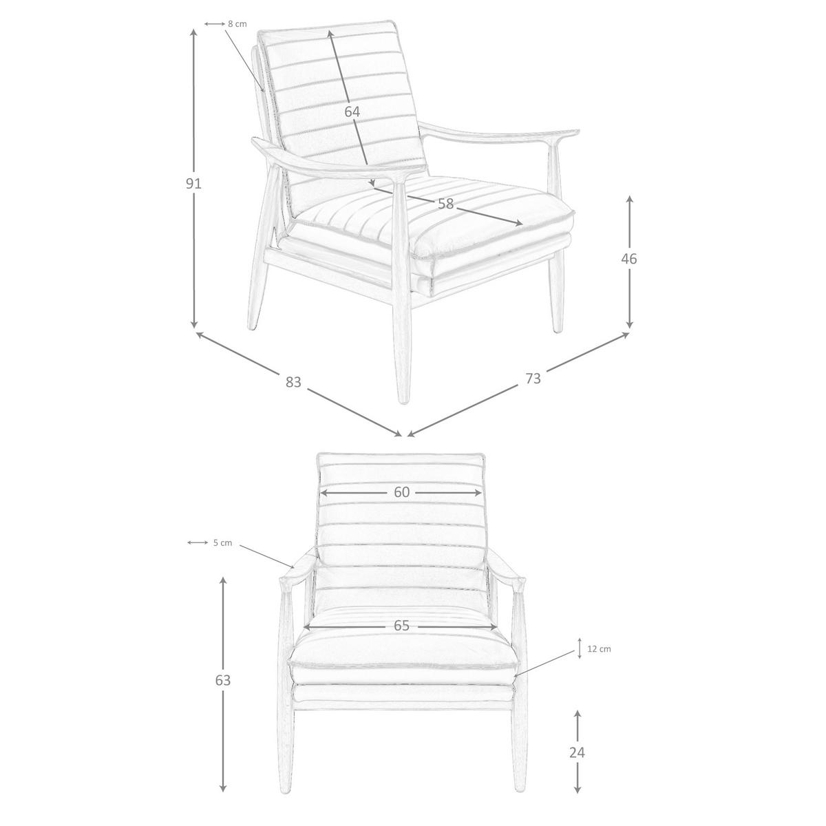 SESSEL Grau Honig 73/83/91 cm - Grau/Honig, Leder (73/91/83cm) - ANGEL CERDA