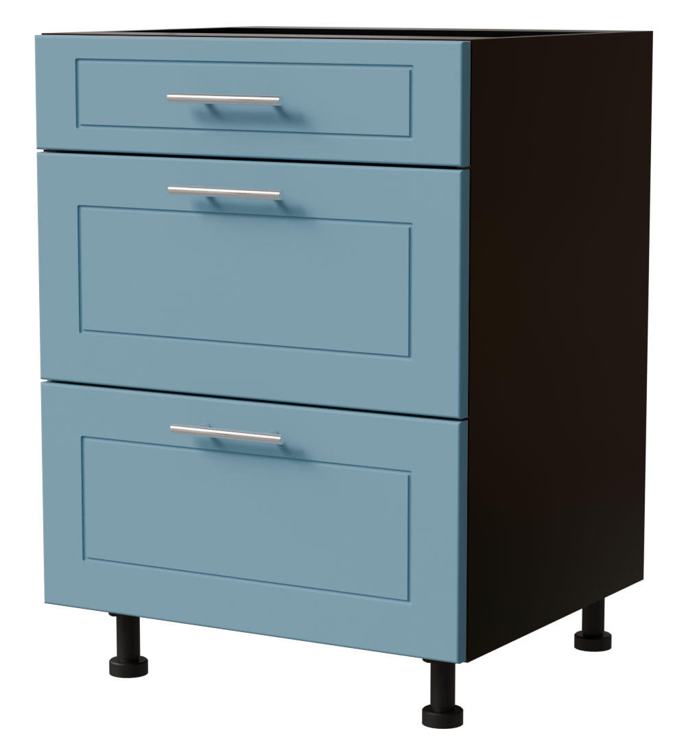Feldmann-Wohnen Schubladenunterschrank Blau, Schwarz 60x82x50 cm