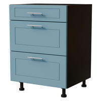 SCHUBLADENUNTERSCHRANK Bari D3/60 Schwarz / RAL 5024 pastellblau 60 / 50 / 82cm Blum Teilauszug - Blau/Schwarz, Holz/Holzwerkstoff (60/82/50cm) - Feldmann-Wohnen