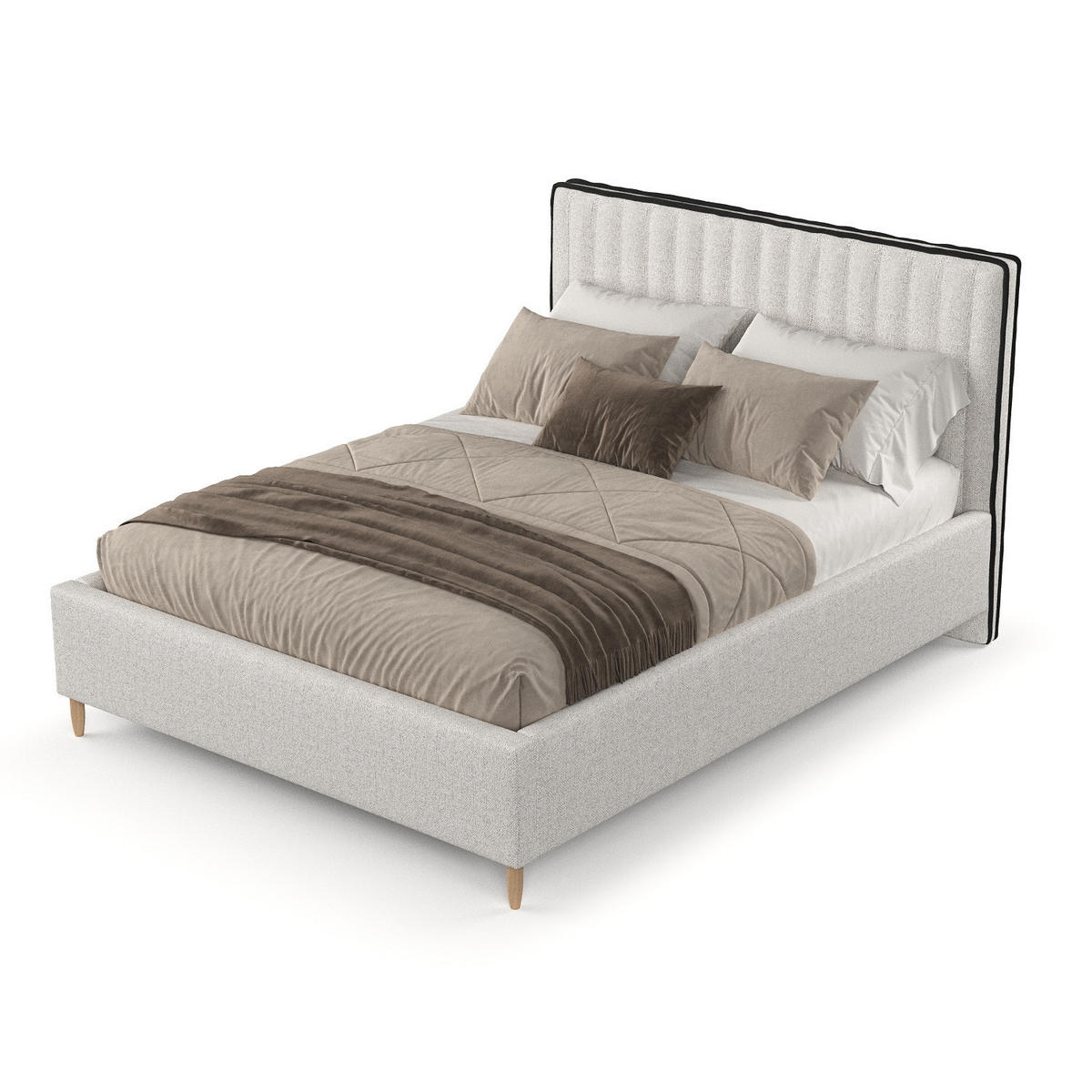 POLSTERBETT Aria 120/200 cm Hellbeige im Riva Stoff - Beige/Naturfarben, Holz/Holzwerkstoff (120/200cm) - AltaBeds