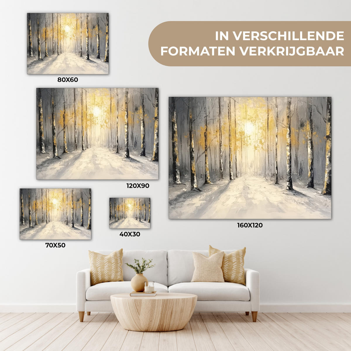 LEINWANDBILD Winter - Abstrakt - Schnee - Natur - Sonne Wandbilder 80x60 cm - Grau, Textil (80/60cm) - MuchoWow