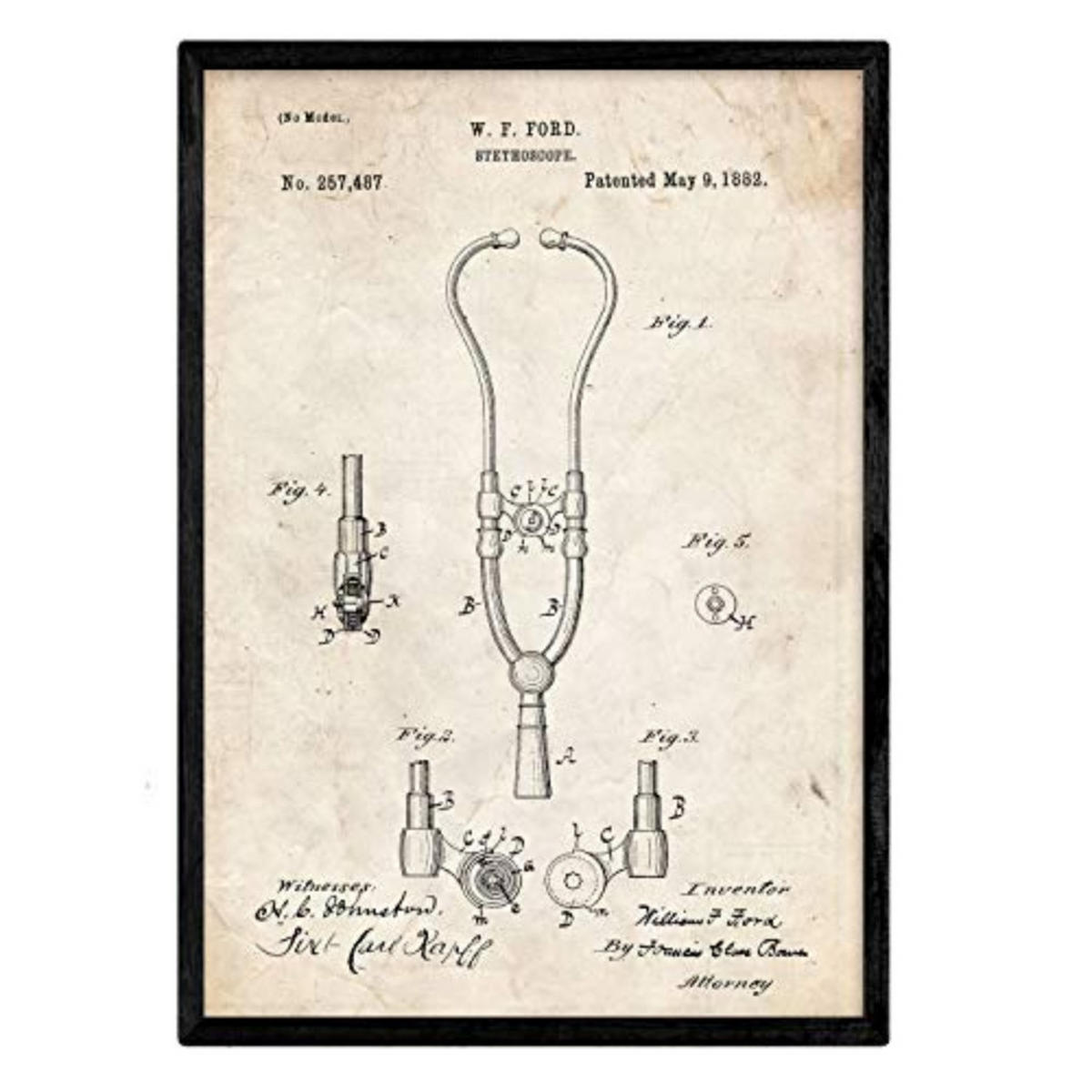 POSTER Stethoskop 2 Patent A3 Rahmenlos - Klar, Papier (29.7/5/42cm) - Nacnic