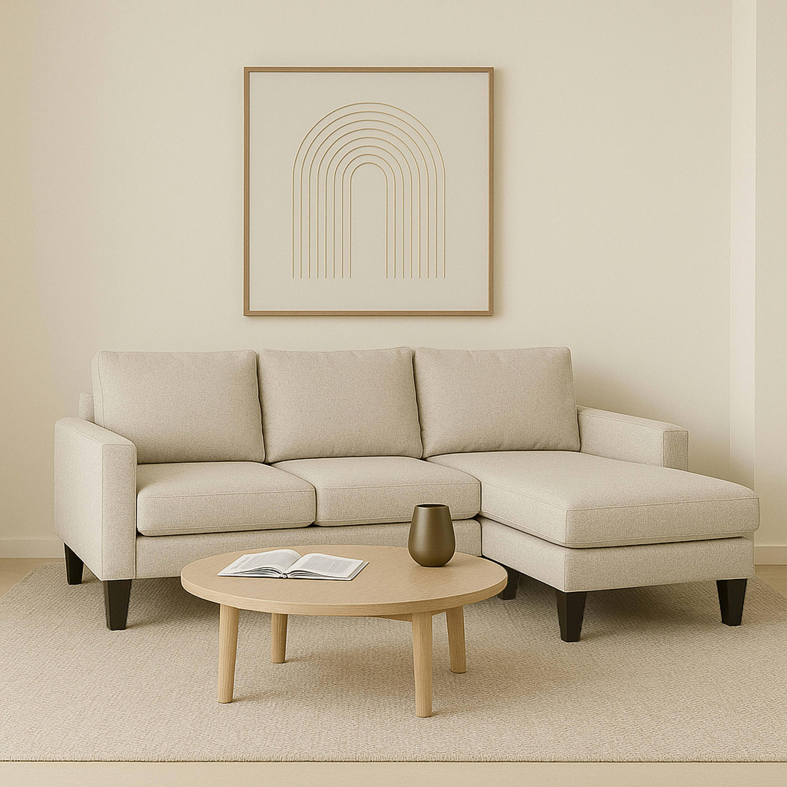 SOFA 3-Sitzer, Weiß - Weiß, Textil (128/85/192cm) - Oviala