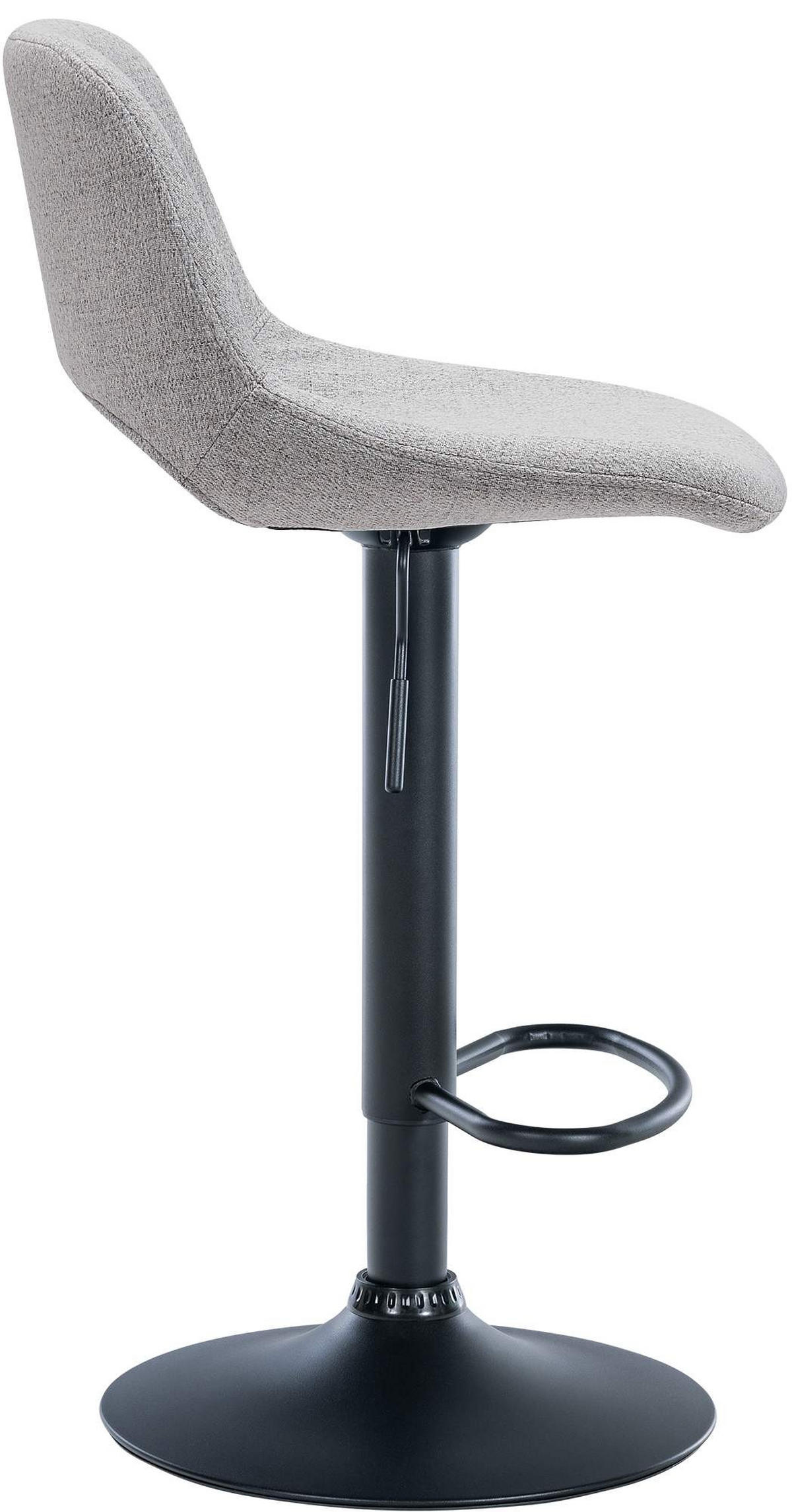 BARHOCKER JAKSON Hellgrau Stoff Schwarz - Hellgrau, Textil/Metall (42/86/46cm) - DELUKE