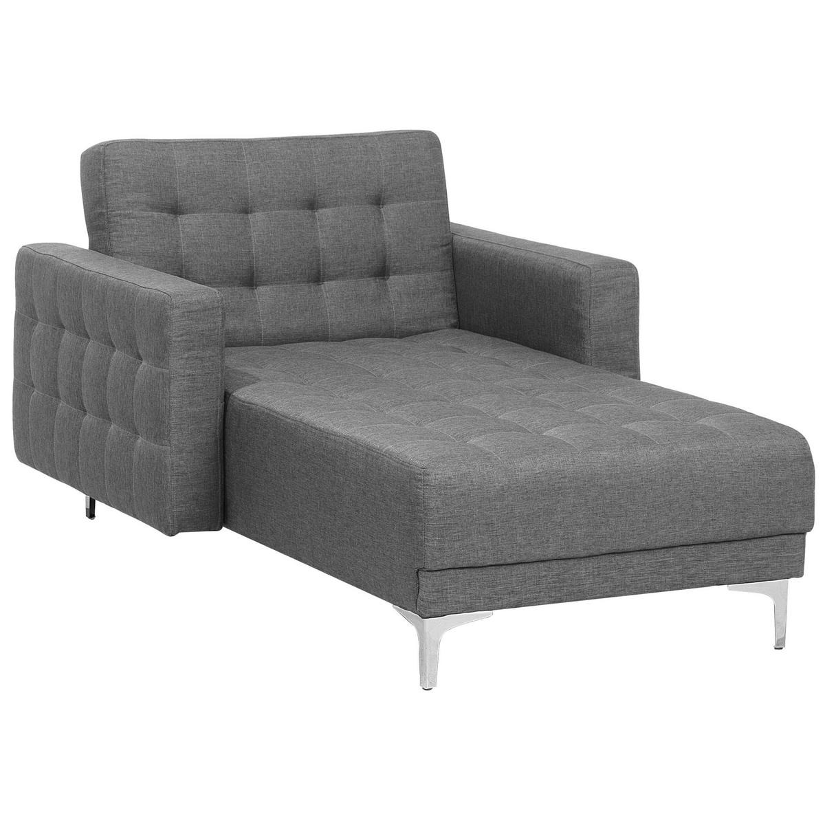 CHAISELONGUE Polsterbezug hellgrau/silber Aberdeen - Silberfarben/Grau, Textil (107/83/168cm) - Beliani
