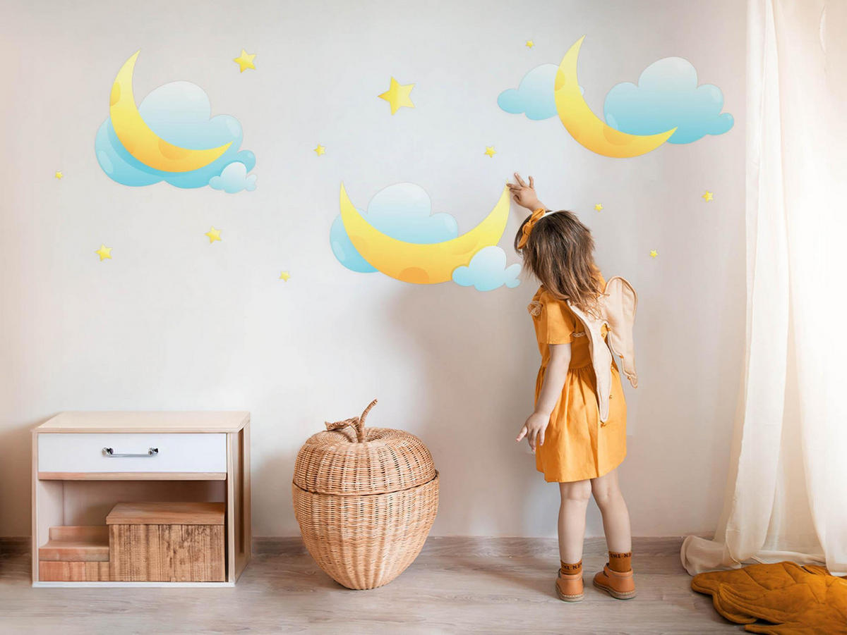 WANDAUFKLEBER 100x160cm - Nachthimmel Monde - Multicolor, Kunststoff (100/160/0.1cm) - Wallfluent