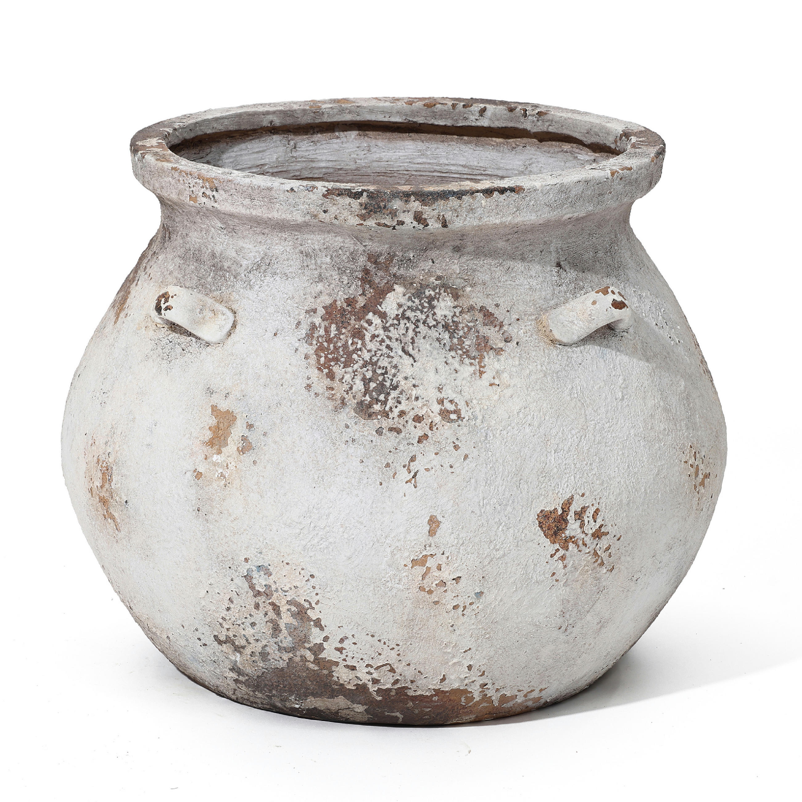 BLUMENTOPF altweiß, Ø 37 × H 31 cm - Weiß, Naturmaterialien (27cm) - Hometopia