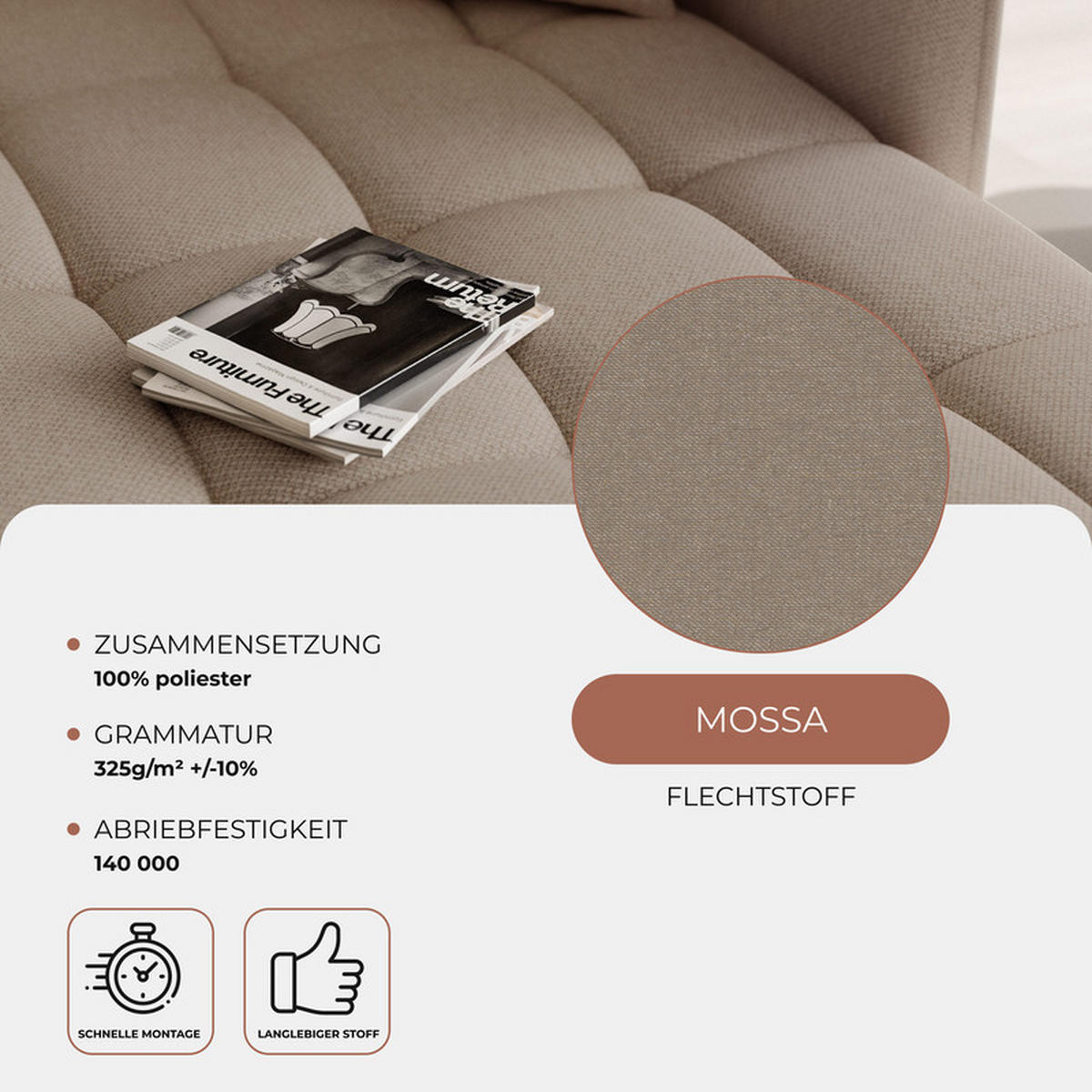 WOHNLANDSCHAFT LORISSE mit Schlaffunktion und Bettkasten Beige - Beige, Holzwerkstoff/Kunststoff (300/85/90cm) - Idohome