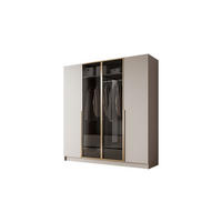 KLEIDERSCHRANK ATRIUM GOLD 200/57/210 cm Goldchrom-Griffe ohne LED-Beleuchtung - Kaschmir/Goldfarben, Holzwerkstoff (200/210/57cm) - Lookway
