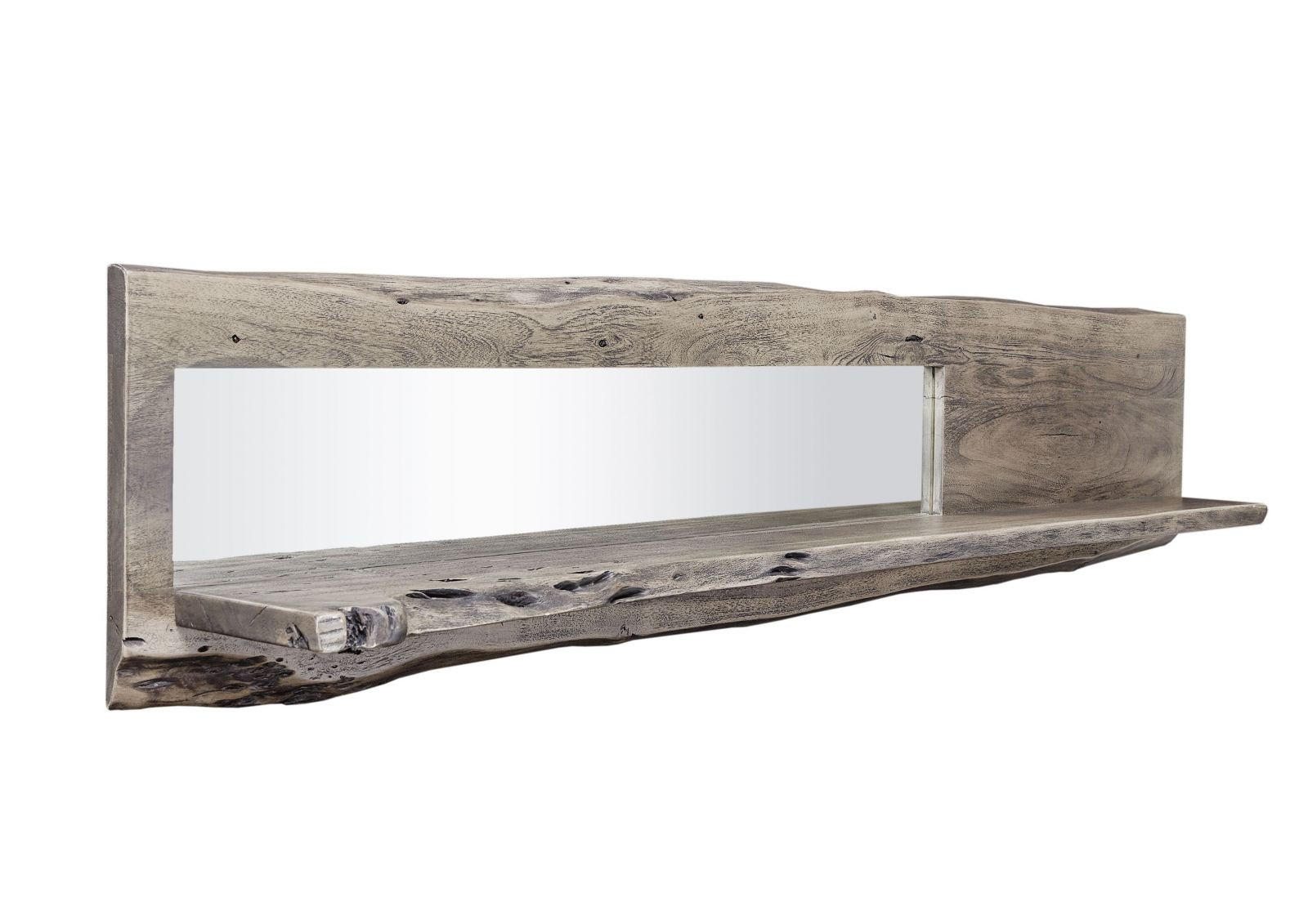 WANDREGAL Akazie 191x22x38 grau lackiert PURE ACACIA #412 - Grau, Holz (191/38/22cm) - Massivmoebel24