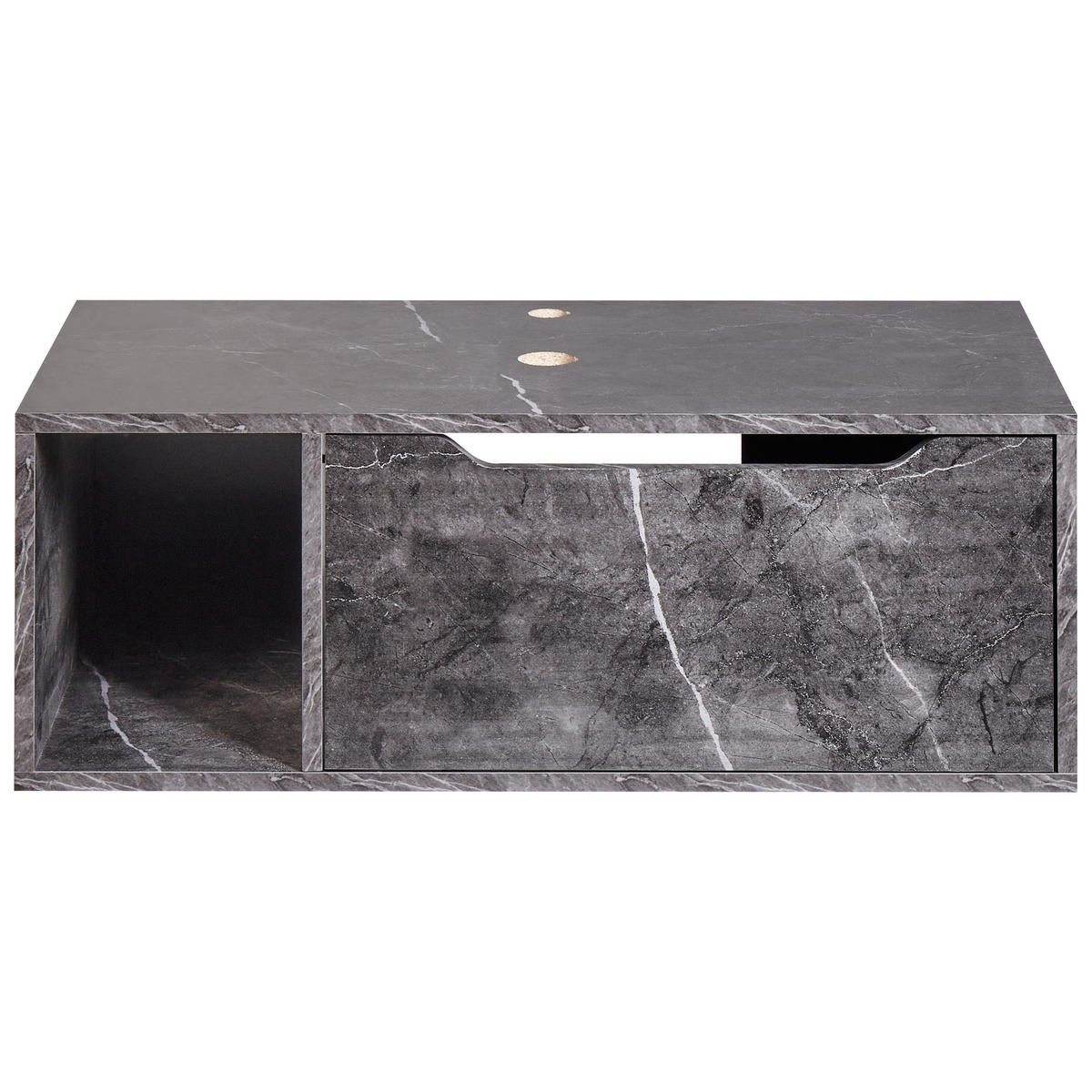 DULAP SUB LAVOAR montat pe perete 80 cm negru marmură Cascavel - negru, compozit lemnos (80/28/40cm) - Beliani