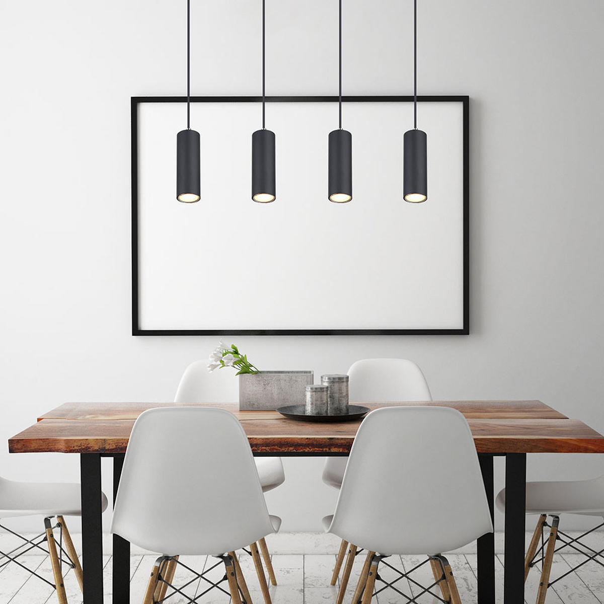 HÄNGELEUCHTE Metall Schwarz 4-flammig - Schwarz, Metall (65/6/120cm) - Globo Lighting