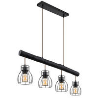 LED HÄNGELEUCHTE Holzoptik Schwarz - Schwarz, Holz (82.5/13.6/140cm)