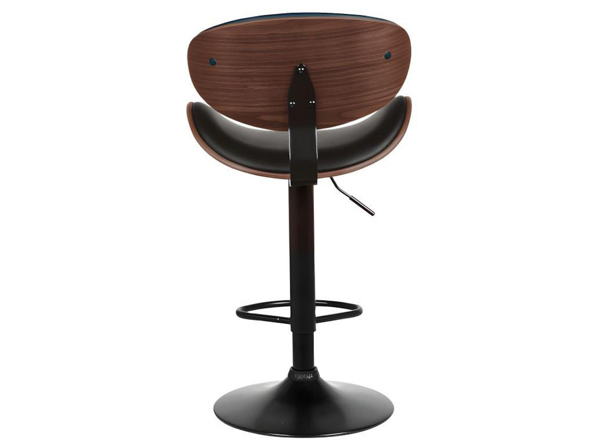 BARHOCKER 2er-Set höhenverstellbar - Kunstleder und Metall - Nussbaumfarben & Schwarz - MONTENEGRO - Schwarz, Leder (46/111/49.5cm) - Vente-Unique