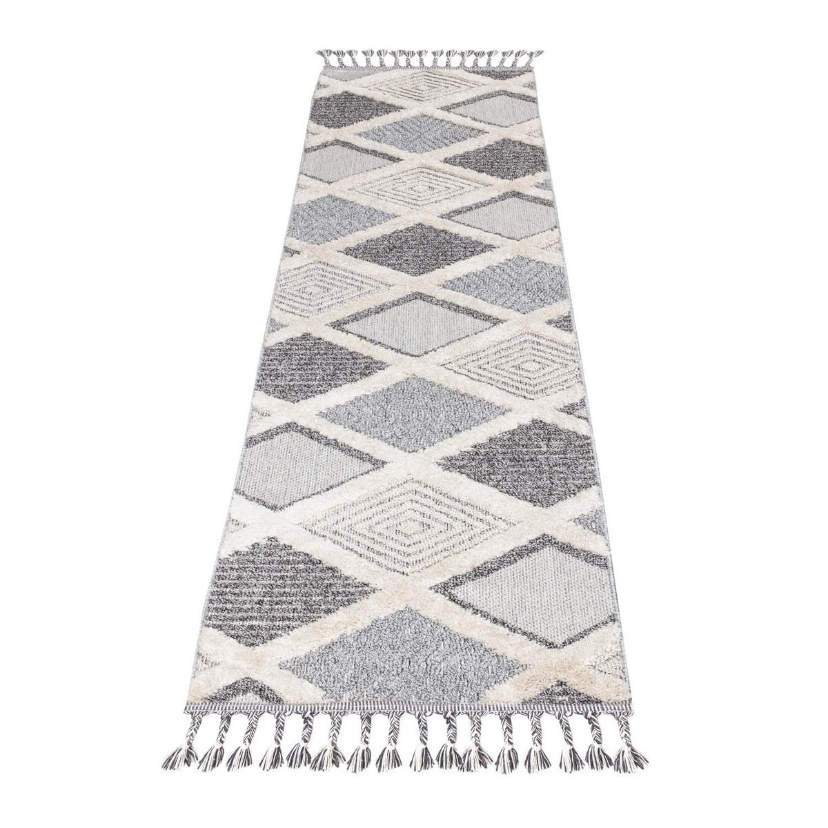 KURZFLOR-TEPPICH Valencia 731 Graublau/ Creme 80x300 cm - Blau/Creme, Textil (80/300cm) - carpet city