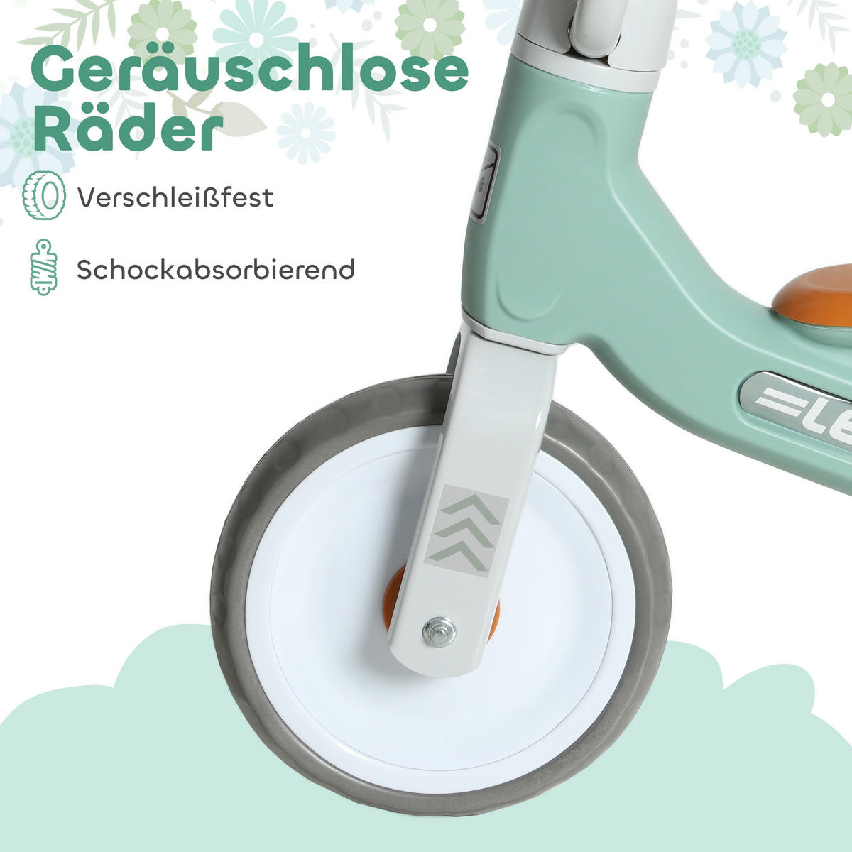 KINDER-LAUFRAD, Lauflernrad für 12-36 Monate Kinder, mit 3 geräuscharme Räder - Grün, Metall (69/40/49cm) - AIYAPLAY