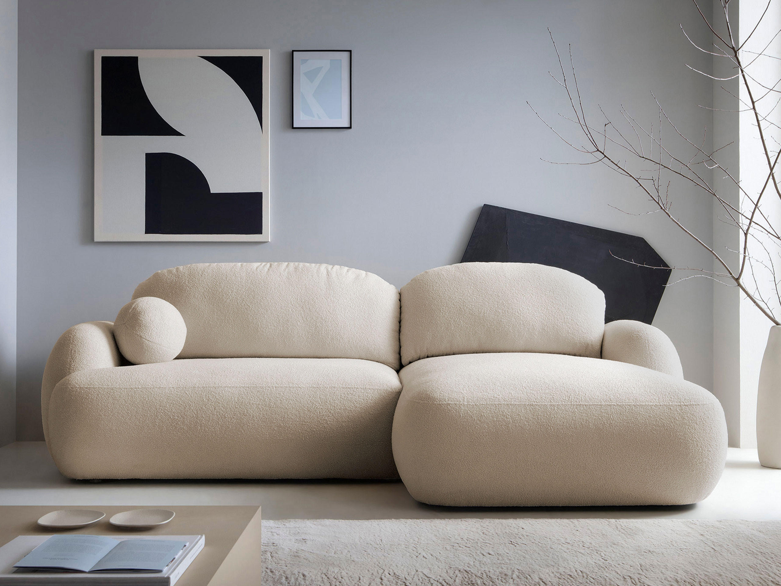 ECKSOFA Mayo, Seite: Rechts - Beige/Schwarz, Holz/Kunststoff (275/175cm) - MIRJAN24