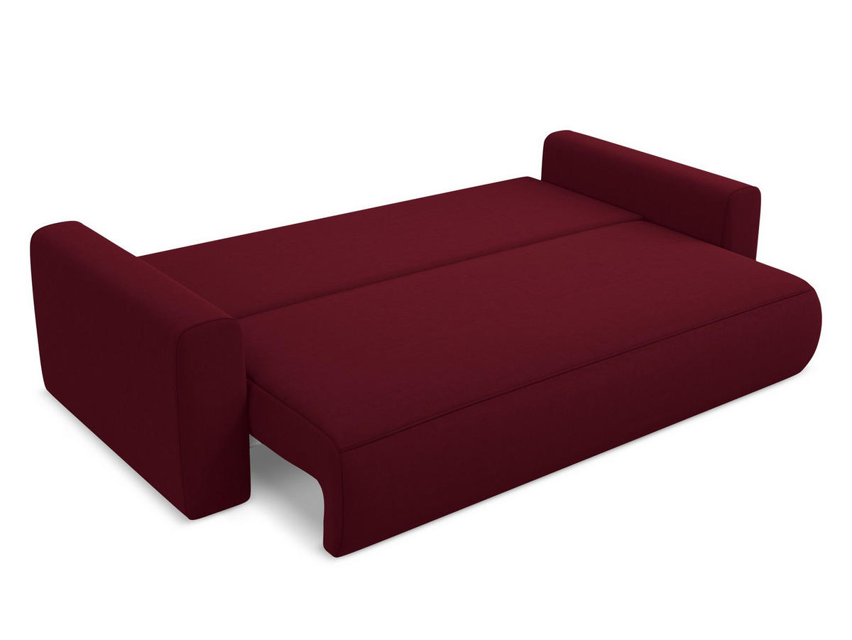 3-SITZER SOFA mit Schlaffunktion Samt Stoff Rot - Bordeaux/Rot, Kunststoff/Textil (238/82/105cm) - Makamii