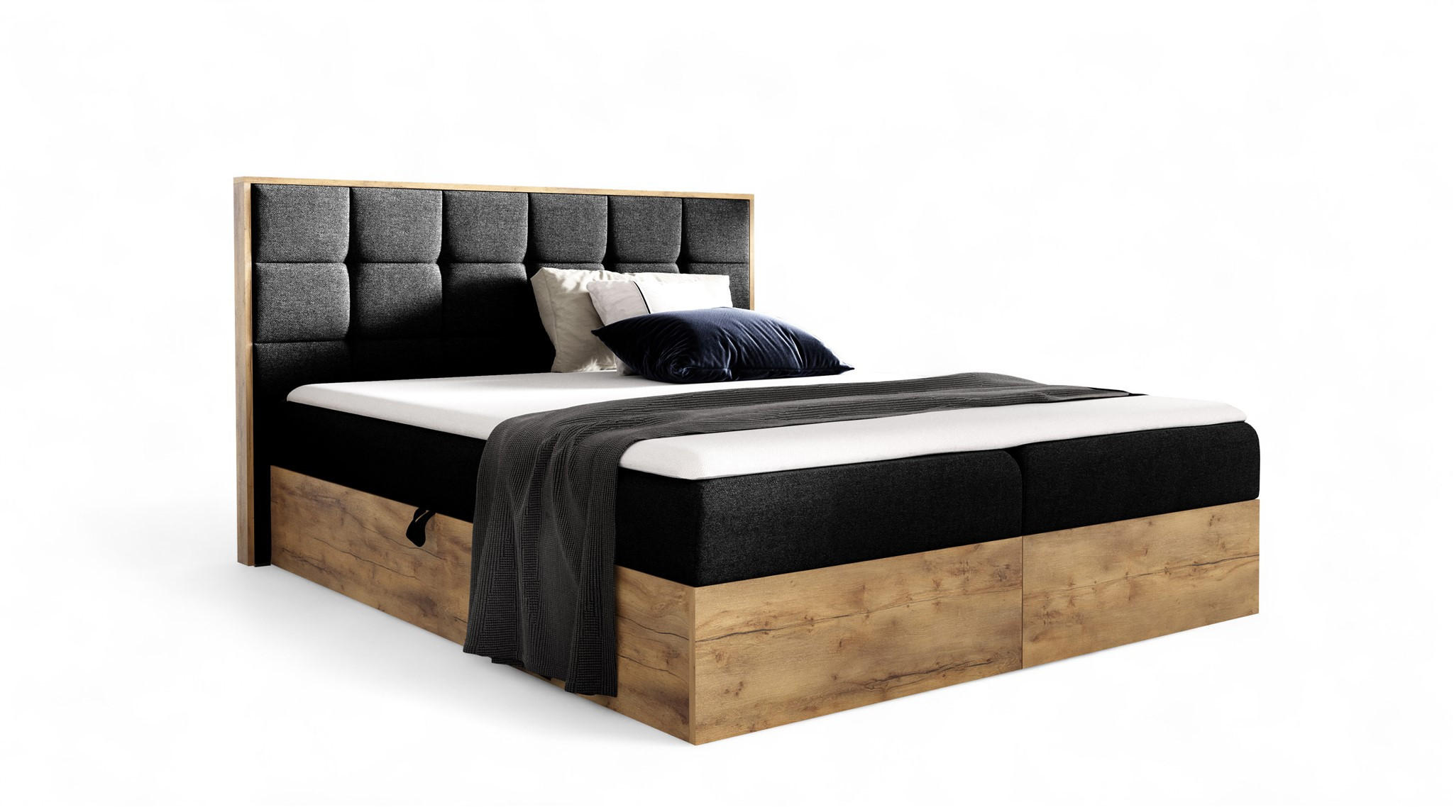 BOXBETT Kalypso überlänge Faro - Schwarz, Holzwerkstoff/Textil (200/220cm) - Fun Möbel
