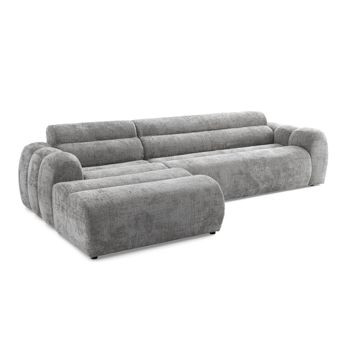 4-SITZER modulares Ecksofa VEER SET 1 Links, 298 x 175 cm, Chenille Webstoff Grau - Schwarz/Grau, Holz/Kunststoff (298/175cm) - Muffo