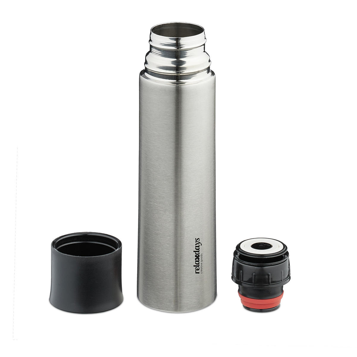 EDELSTAHL-TRINKFLASCHE - Silberfarben, Kunststoff/Metall (0.5L) - Relaxdays