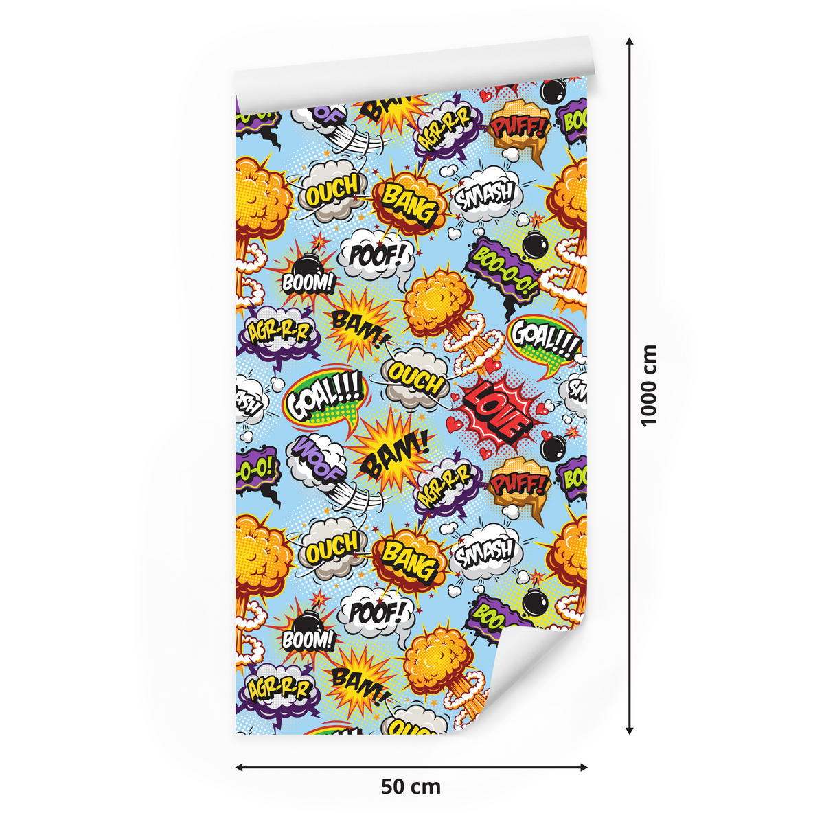VLIESTAPETE Comic-Schriftzüge – Bunt – 50x1000 cm - Multicolor, Papier (50/1000cm) - Muralo