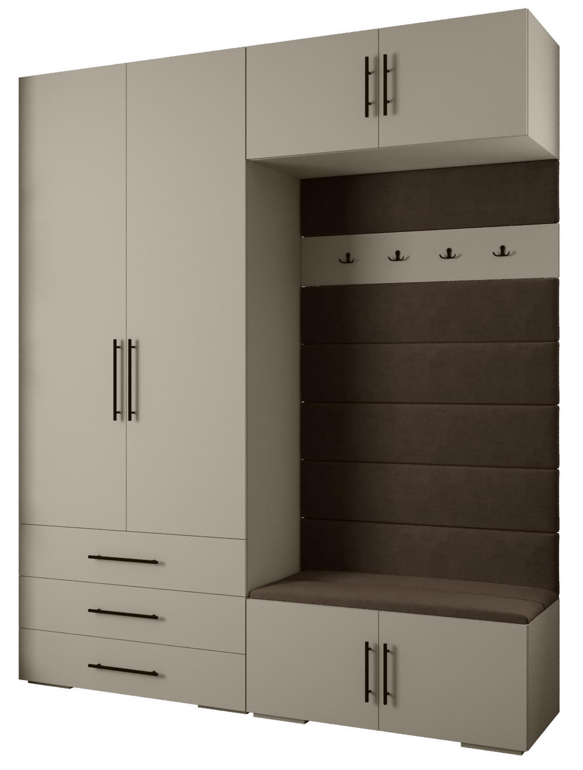 GARDEROBEN-SET 236,7/200/47 - Kaschmir/Schwarz, Holz/Kunststoff (200/236.7/47cm) - Abiks Möbel