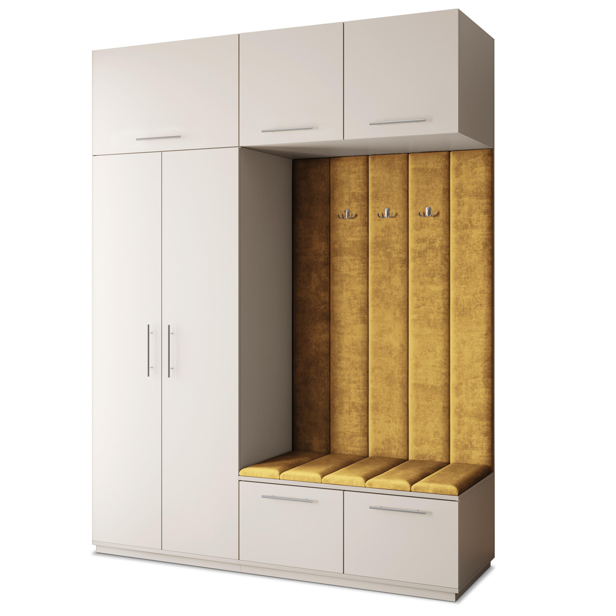 GARDEROBENSCHRANK REMA 180/240/60 cm Modern Garderobe-Set Kaschmir - Kaschmir/Gelb, Holzwerkstoff (180/240/60cm) - MASSENO