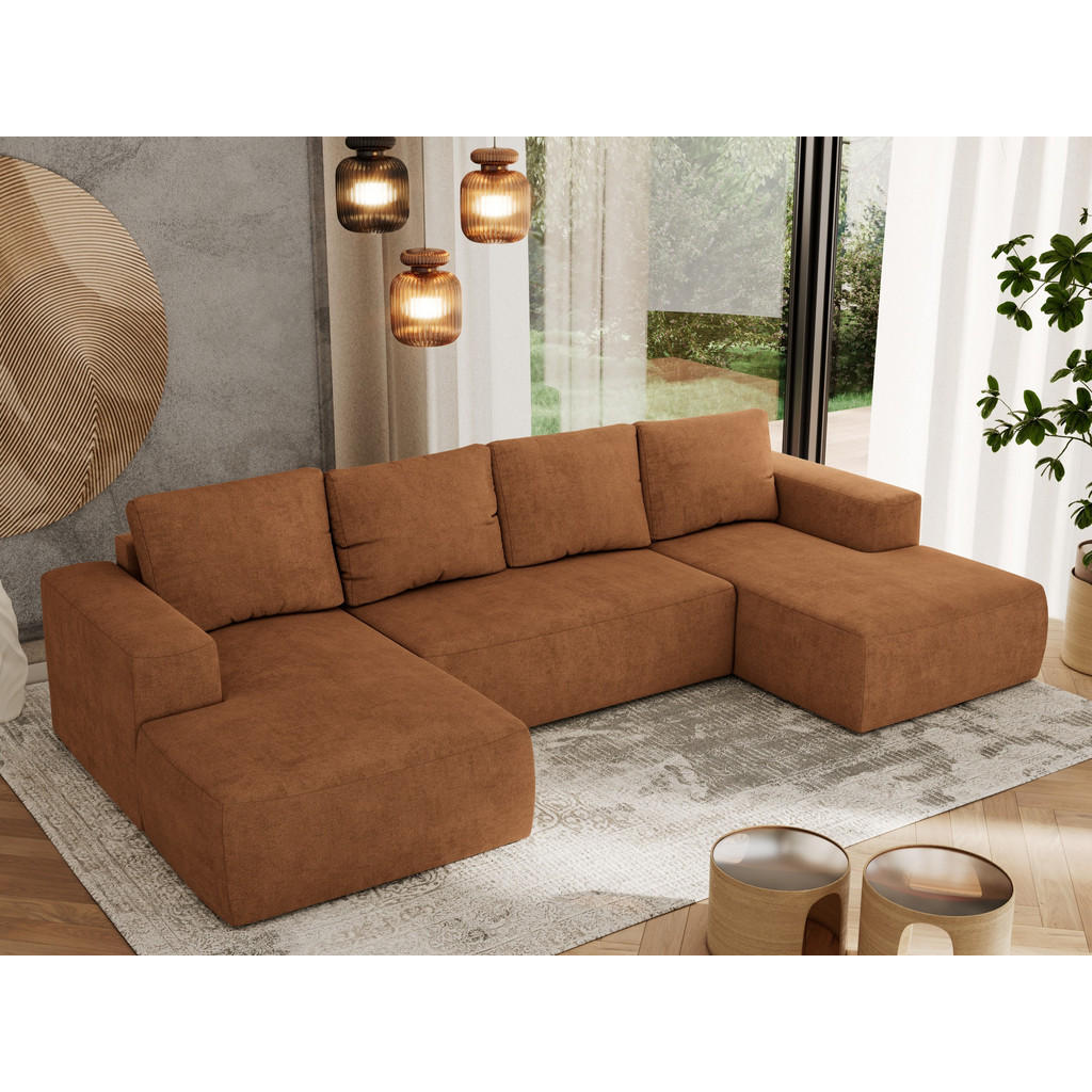 Thumbnail - MKS Wohnlandschaft, Orange, Textil, 5-Sitzer, U-Form, 334x91x163 cm, Wohnzimmer, Sofas & Couches, Wohnlandschaften, Wohn...