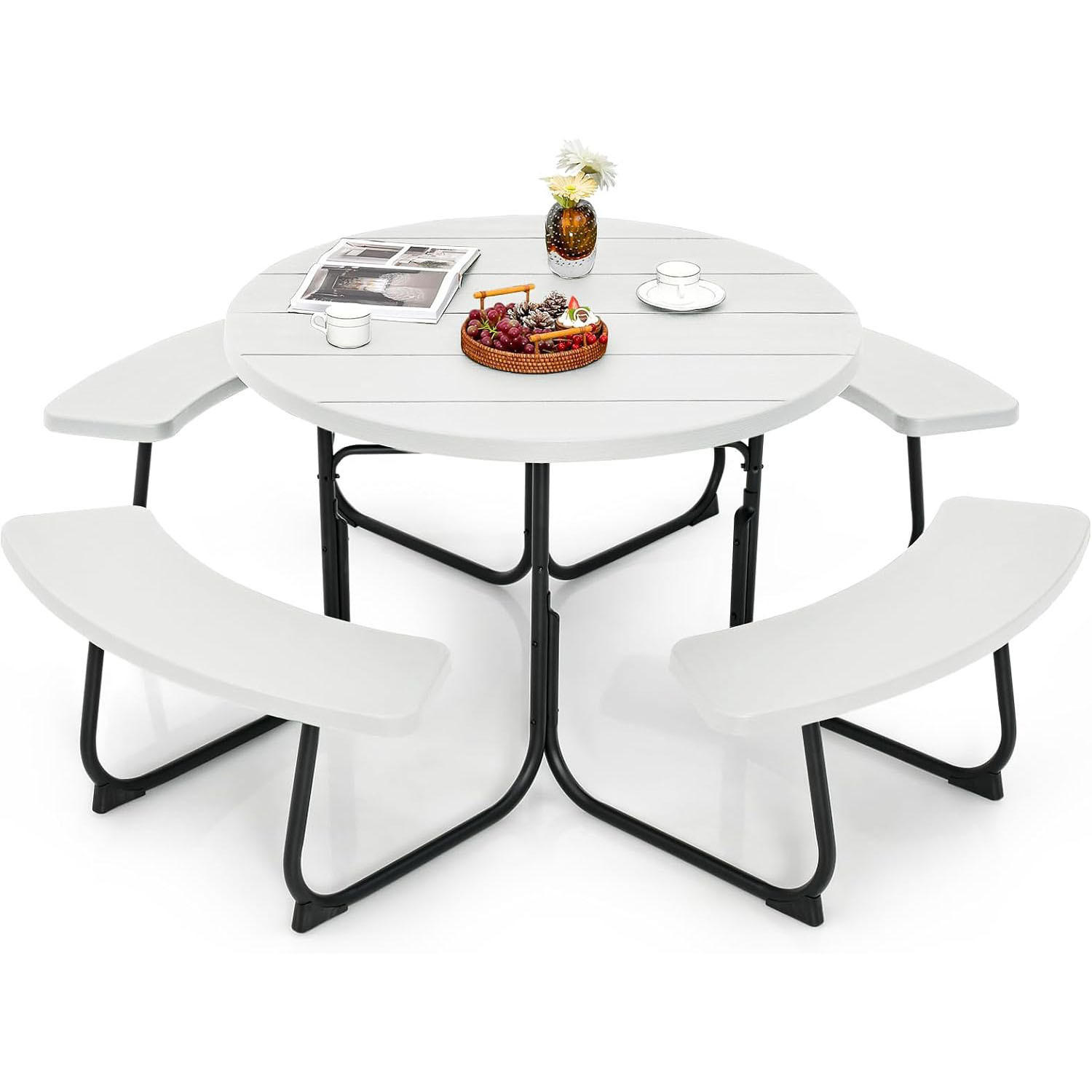 GARTENTISCH Weiß - Weiß, Kunststoff (190/190/76cm) - COSTWAY