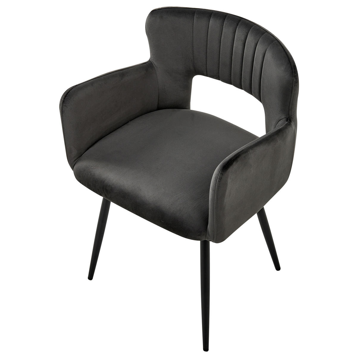 ÉTKEZŐSZÉK 2 darabos Szett Bársony Szürke Sanilac - sötétszürke, textil/fém (54/76/50cm) - Beliani