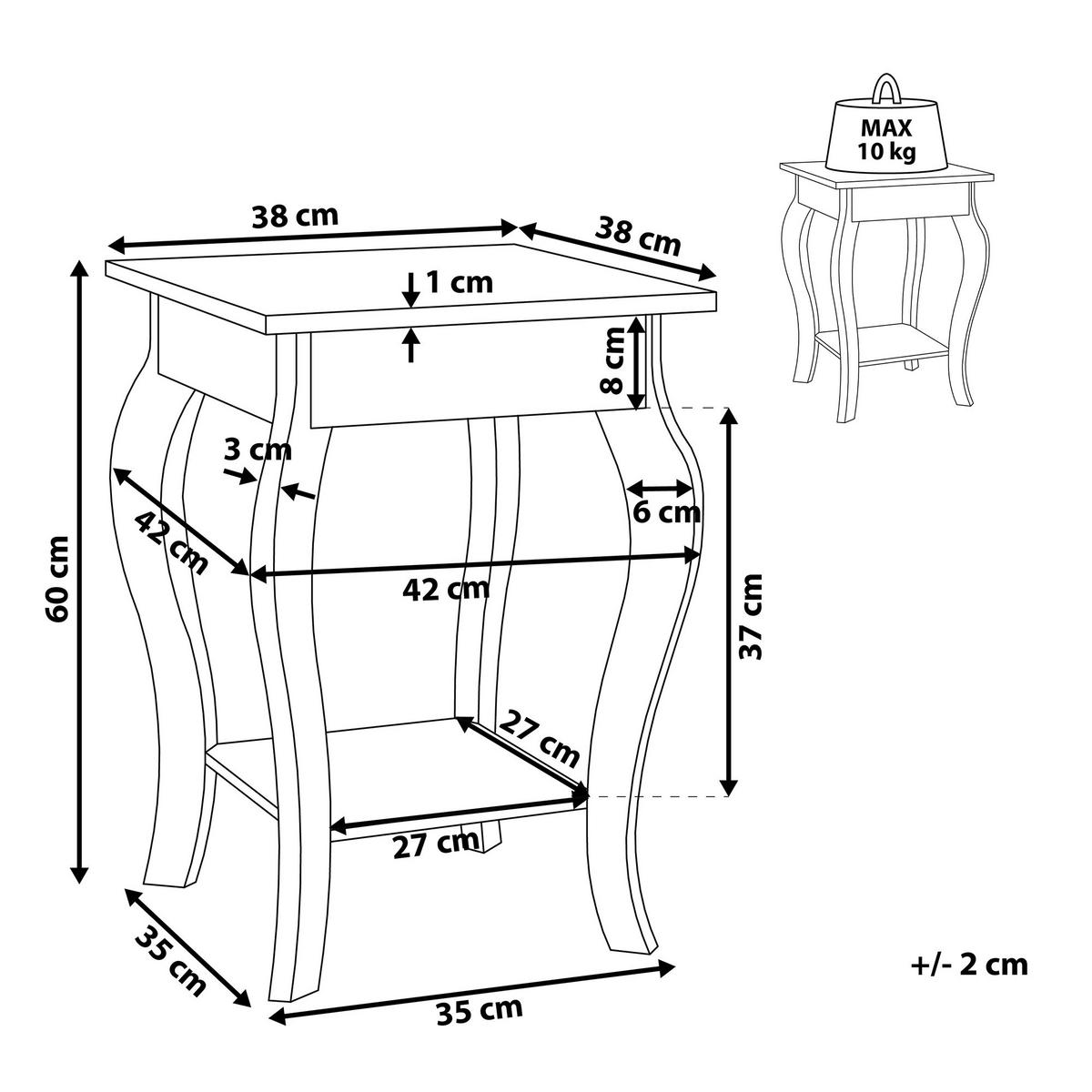 COUCHTISCH weiß quadratisch 38/38 cm Avon - Weiß, Holzwerkstoff (42/38/60cm) - Beliani