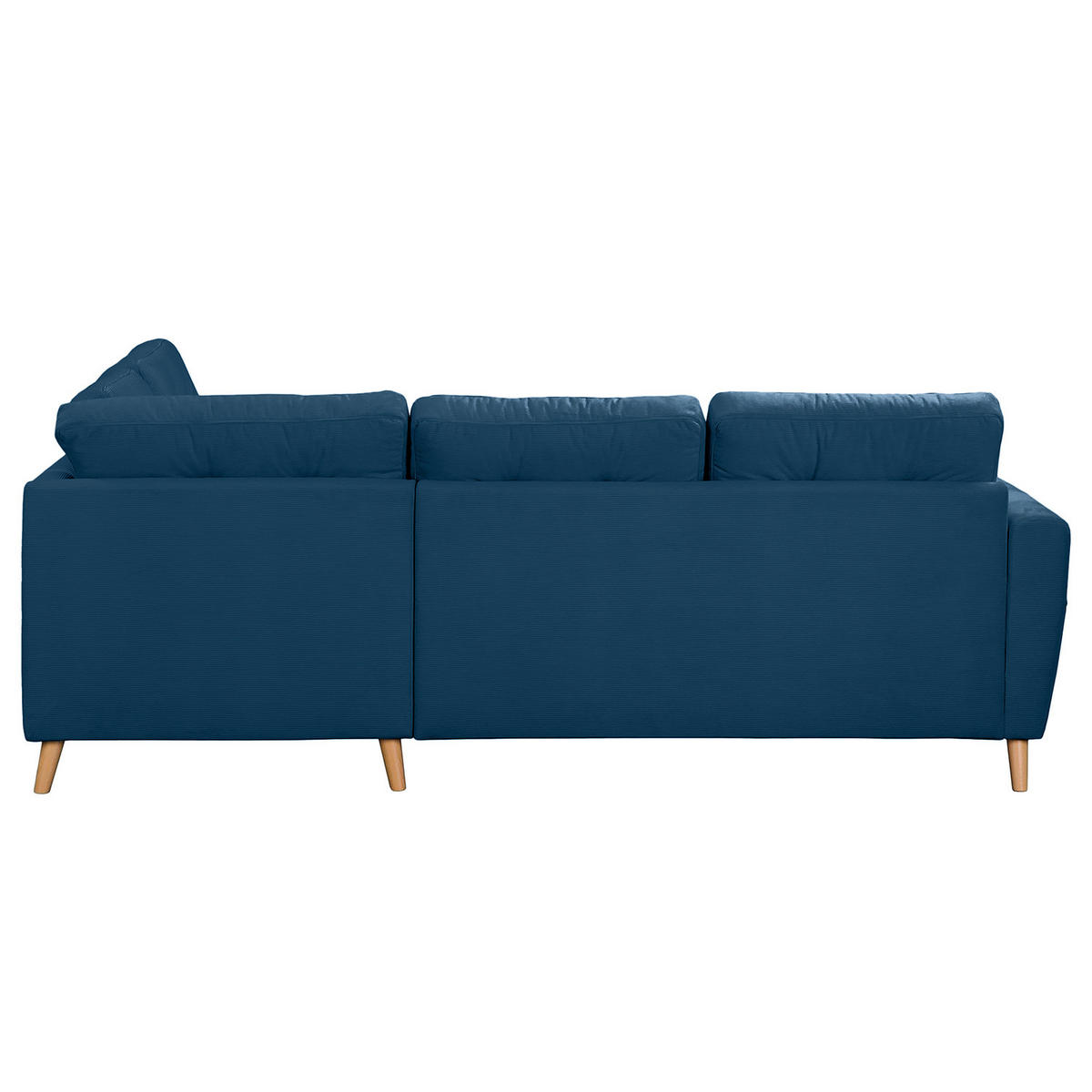 ECKSOFA mit Ottomane - Blau/Braun, Holz/Textil (230/200cm) - home24