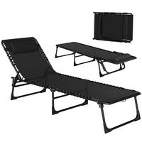GARTENLIEGE 4-stufige Rückenlehne verstellbar Stahl Mesh-Stoff Schwarz 197 x 58 x 30 cm - Schwarz, Kunststoff/Metall (58/30/189cm) - Outsunny