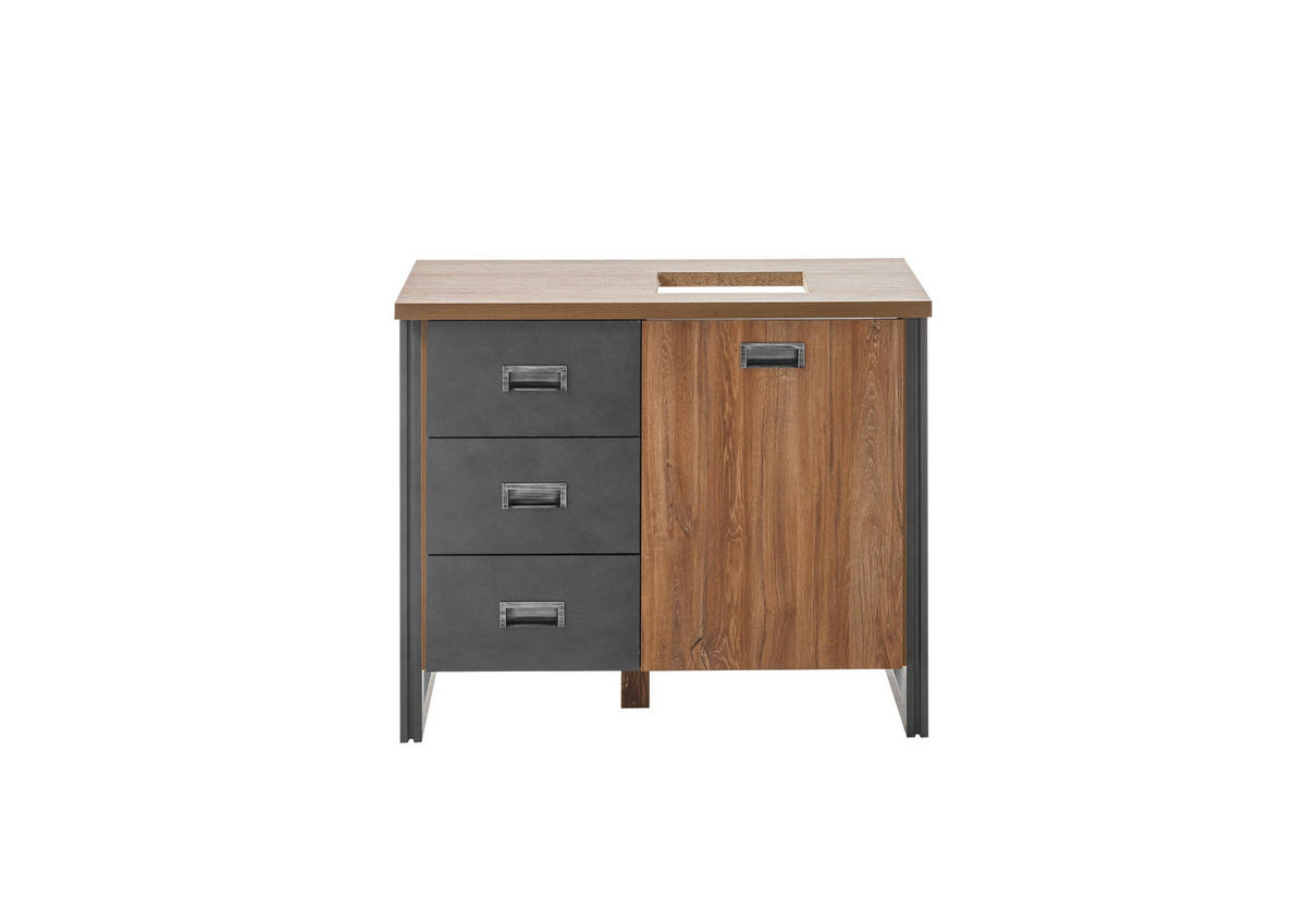 WASCHTISCH I12 Stirling Oak & Matera 91/75/40 cm - Eichefarben, Holzwerkstoff (91/75/40cm) - Livojo