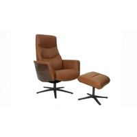RELAXSESSEL VANITAS Braun Leder Relaxfunktion - Schwarz/Braun, Leder/Metall (75/108/86cm) - KAWOLA