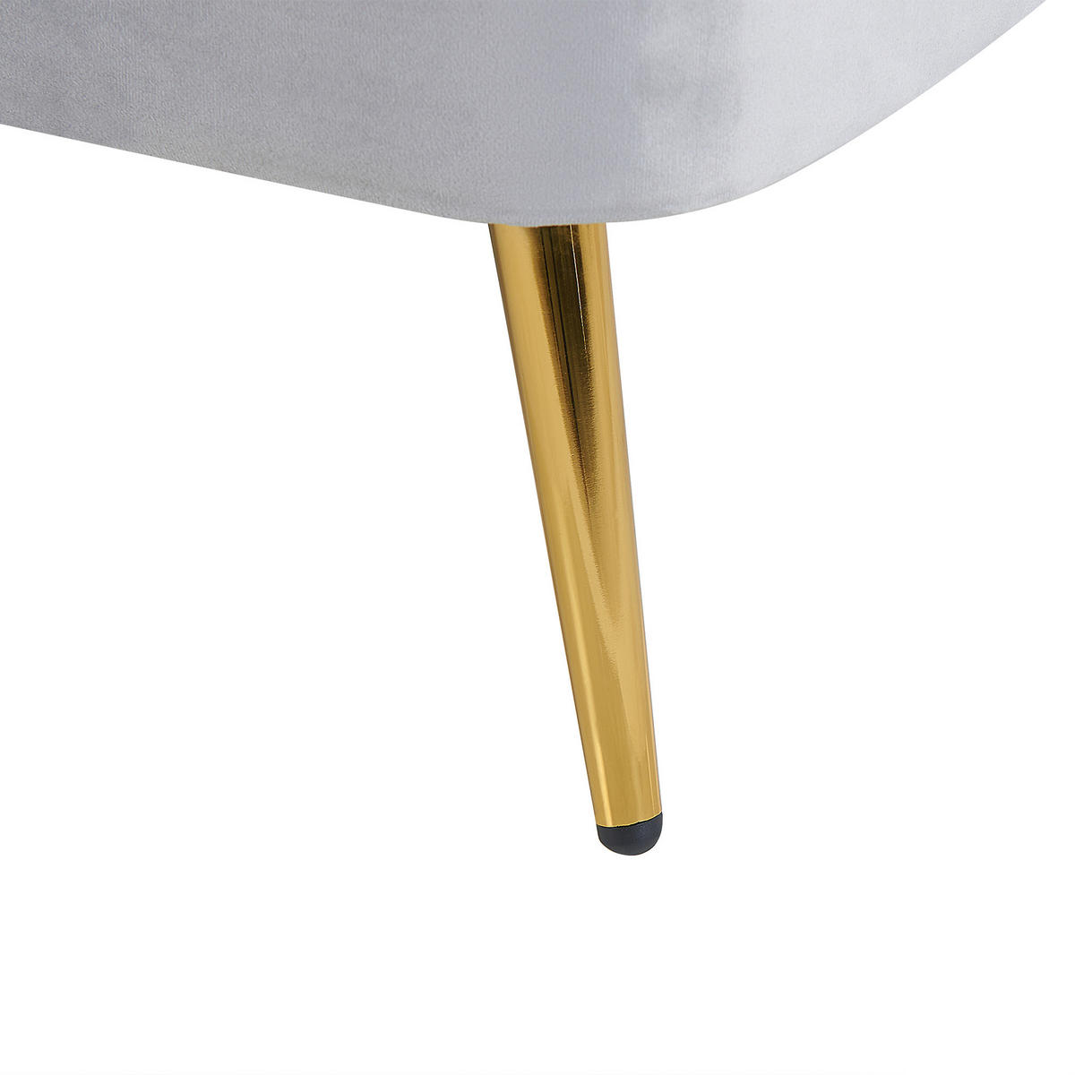 ČALOUNĚNÉ LEHÁTKO CHAISE LONGUE Sametová látka světle šedé pravostranné Allier - šedá/zlatá, textil (150/75/76cm) - Beliani