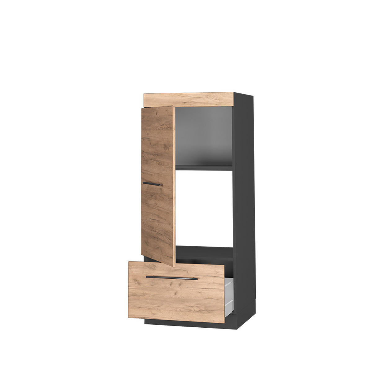 MIKROWELLENSCHRANK Fame-Line Goldkraft Eiche 60 cm - Honigeiche/Anthrazit, Holzwerkstoff (60/153.6/58.1cm) - Vicco