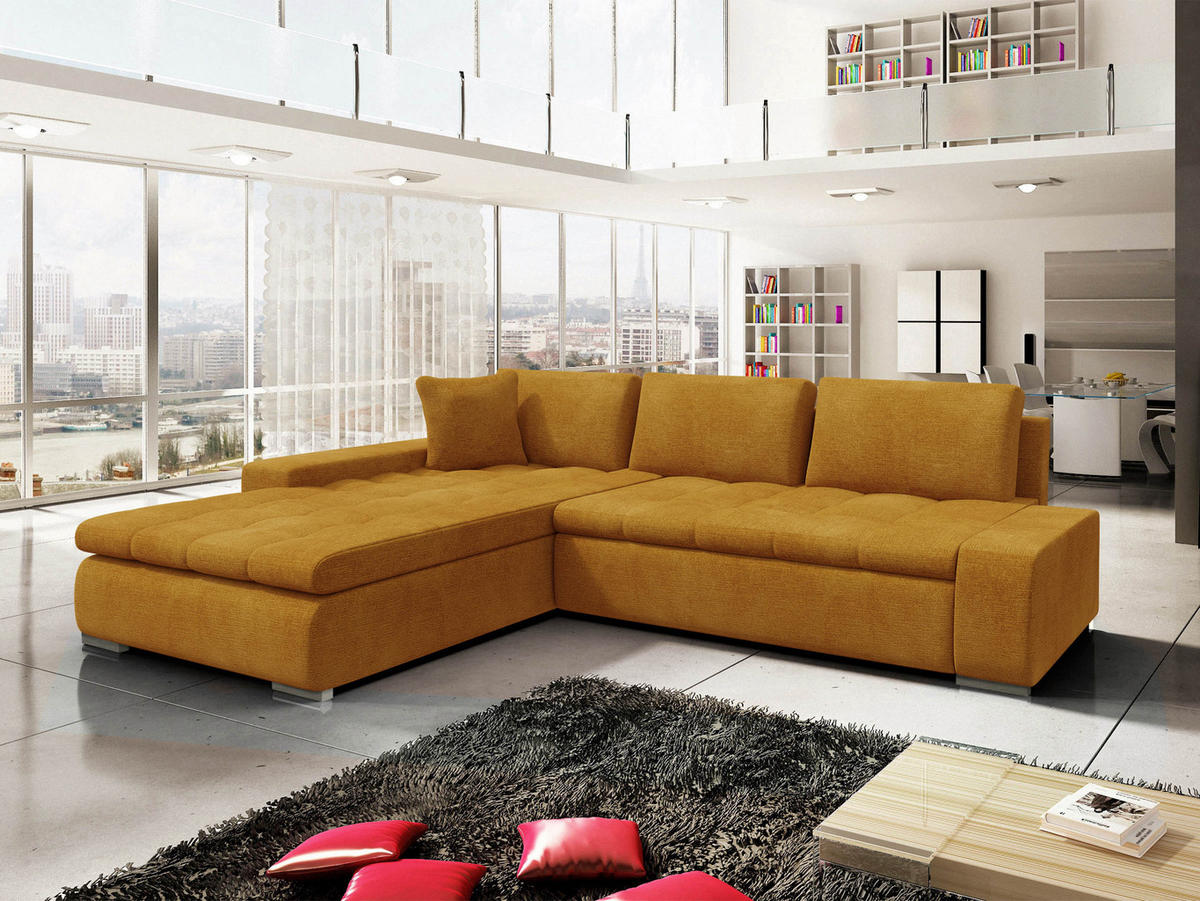 ECKSOFA Orkan - Currygelb, Holz/Textil (302/213cm) - MIRJAN24