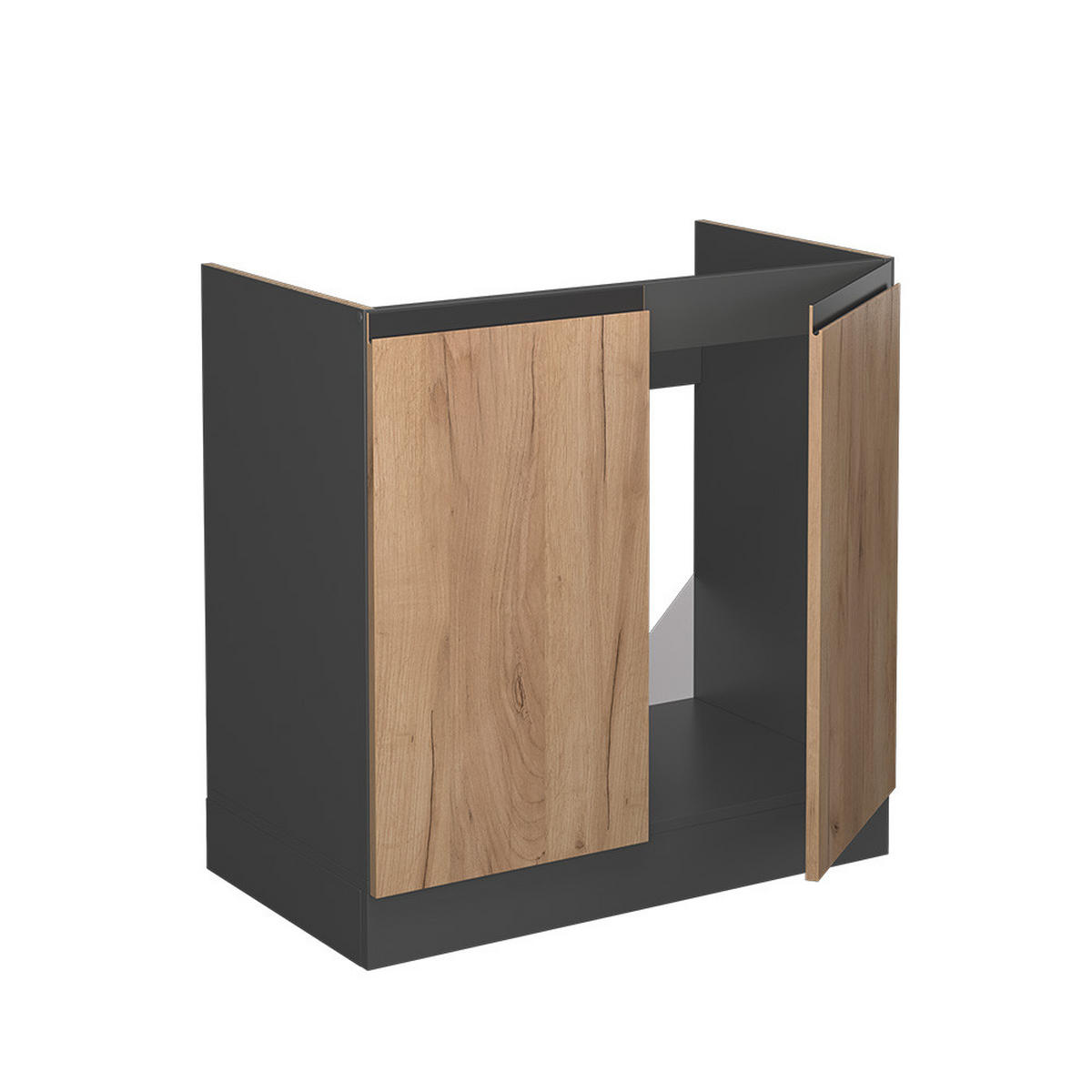 SPÜLENUNTERSCHRANK R-Line Goldkraft Eiche 80 cm, AP Anthrazit - Anthrazit/Eiche Wotan, Holzwerkstoff (80/81.6/60cm) - Vicco