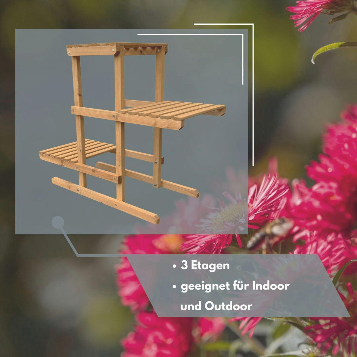 BLUMENREGAL PERRY 76/36/60 cm - Naturfarben, Holz (76/36/60cm) - Coemo