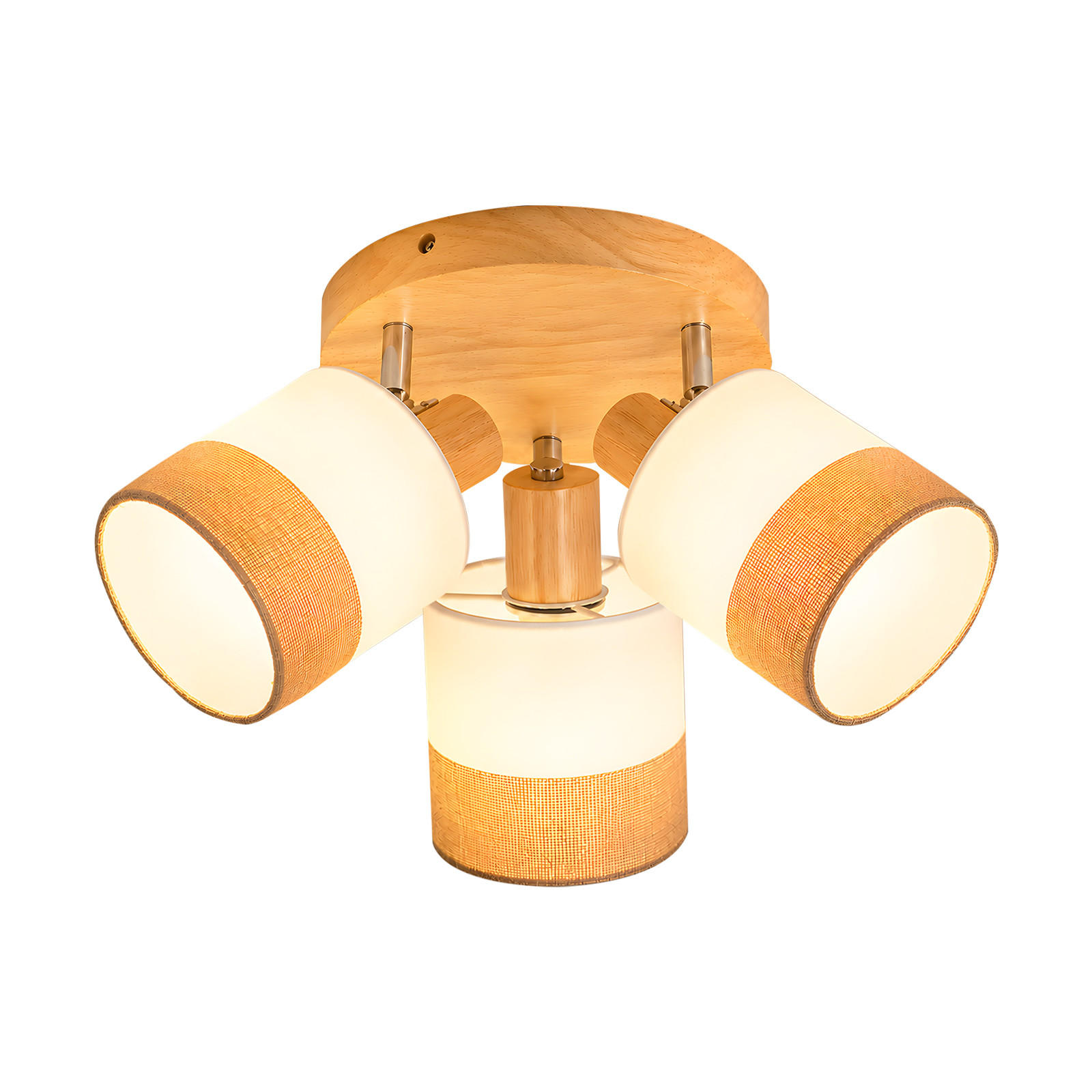 DECKENSTRAHLER Morvric 20/20/21 cm - Braun/Weiß, Holz/Textil (20/20/21cm) - ZMH