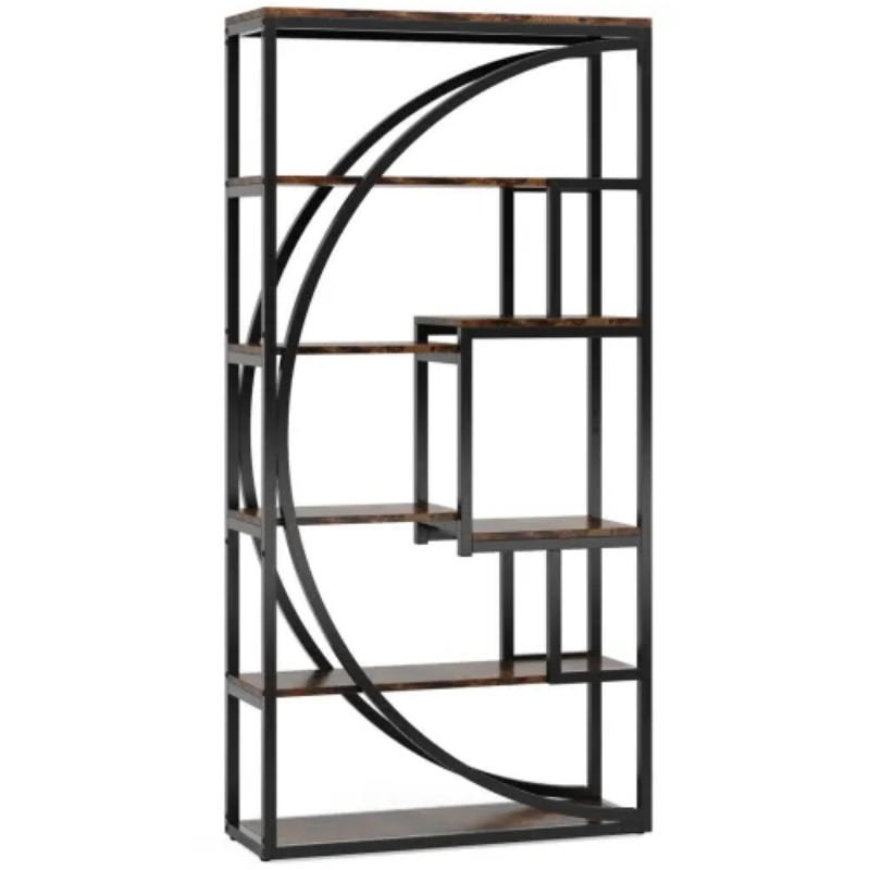 BÜCHERREGAL Schwarz/Rustikalbraun 8 offene Fächer 80/30/180 cm - Schwarz, Metall (80/180/30cm) - PANGIVO