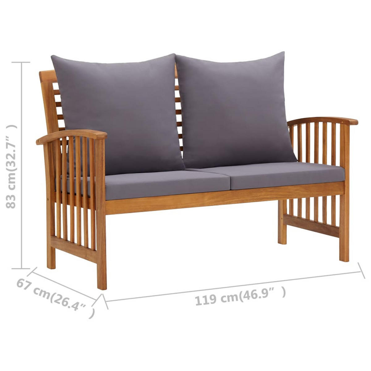 GARTEN-LOUNGE-SET 5-teilig Mit Auflagen Massivholz Akazie - Dunkelgrau, Holz/Textil - vidaXL